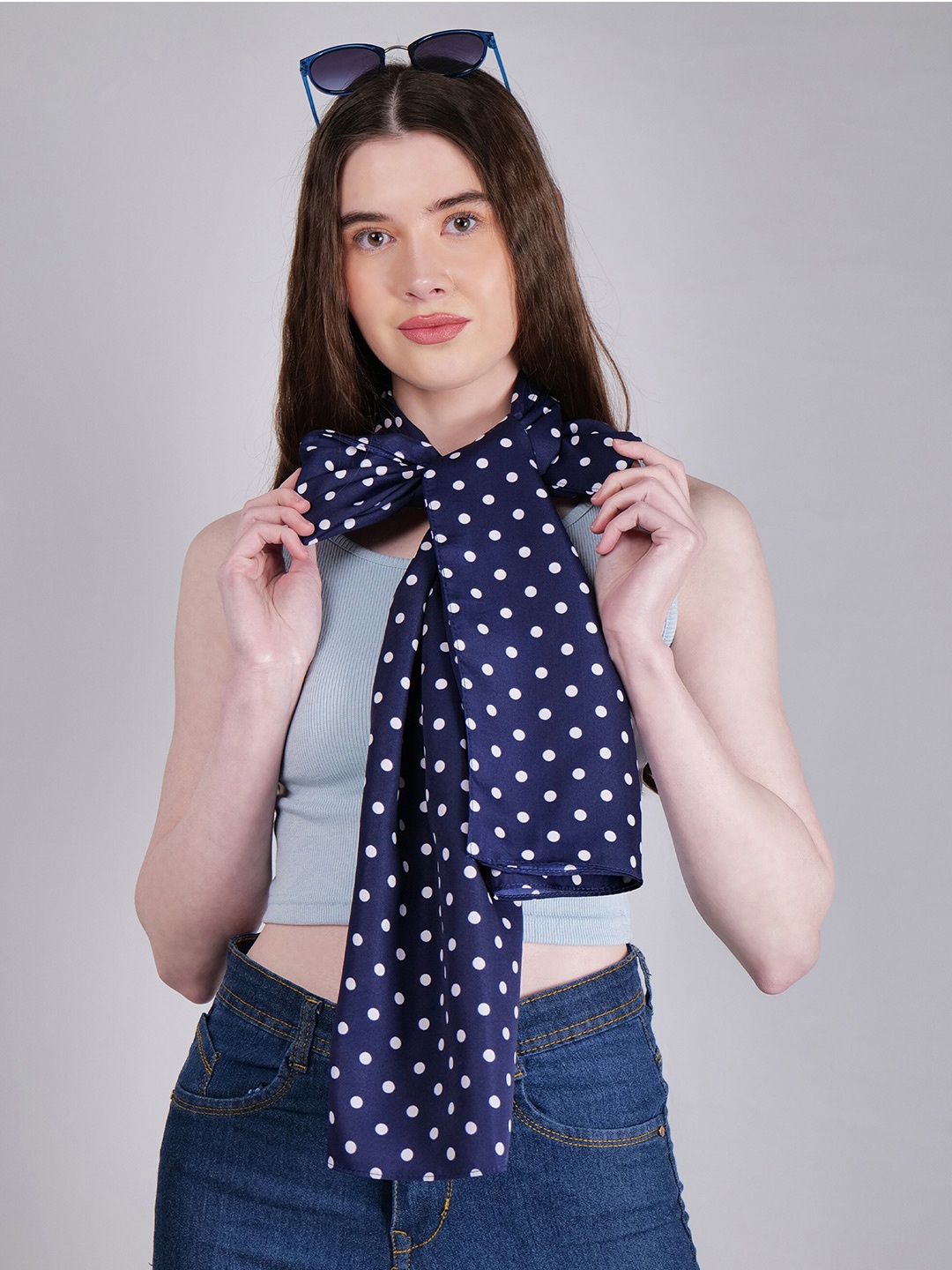 

Mast & Harbour Polka Dots Printed Scarf, Blue