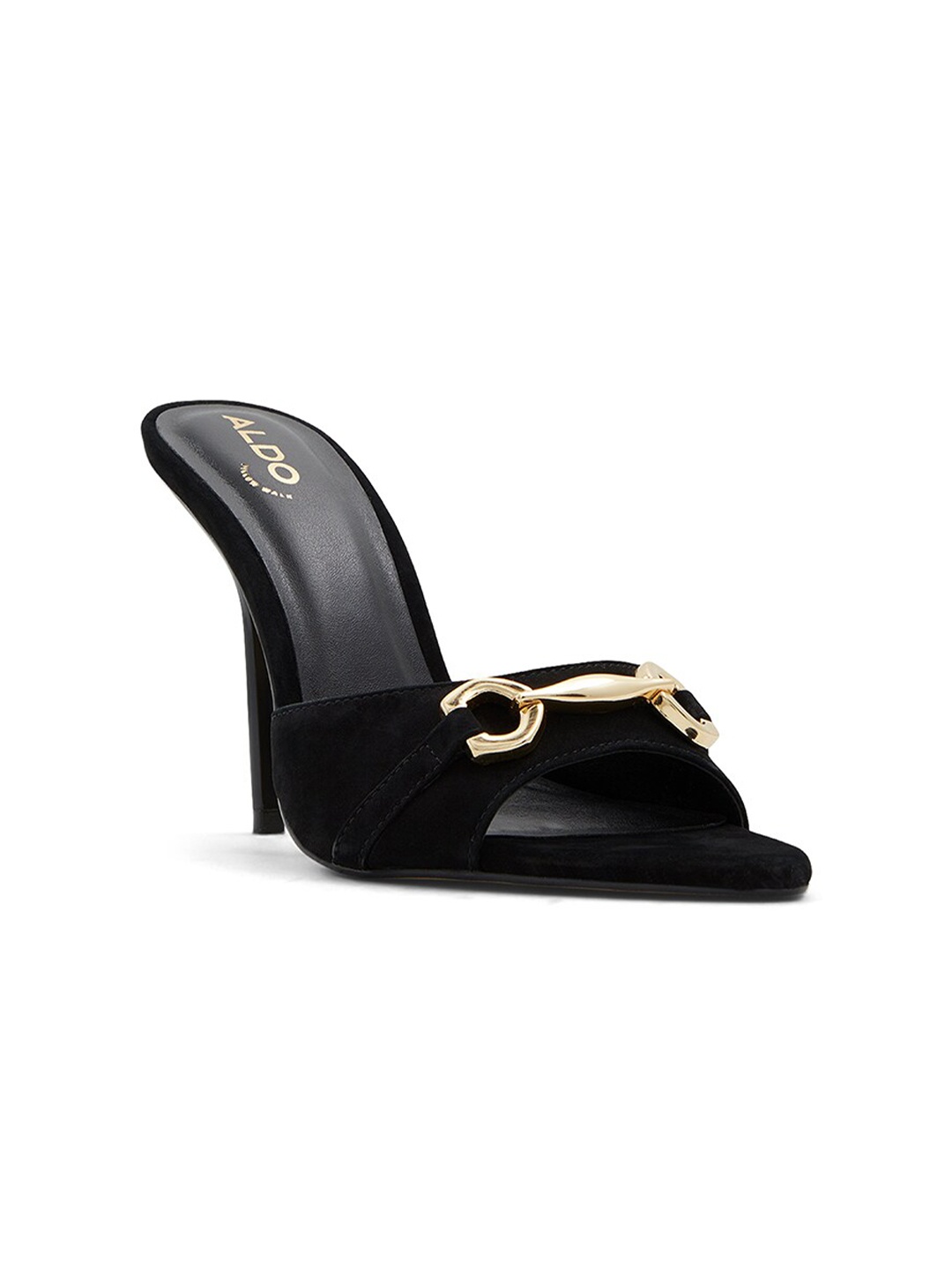 

ALDO Edoassi Buckle Detailed Leather Slim Heels, Black