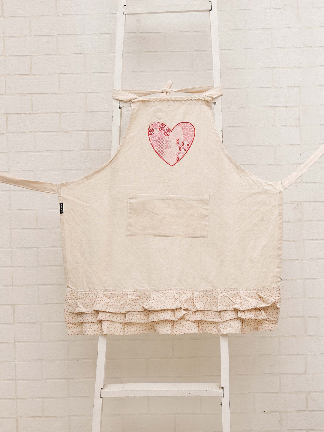 

Ariana Off White & Red Printed Cotton Apron