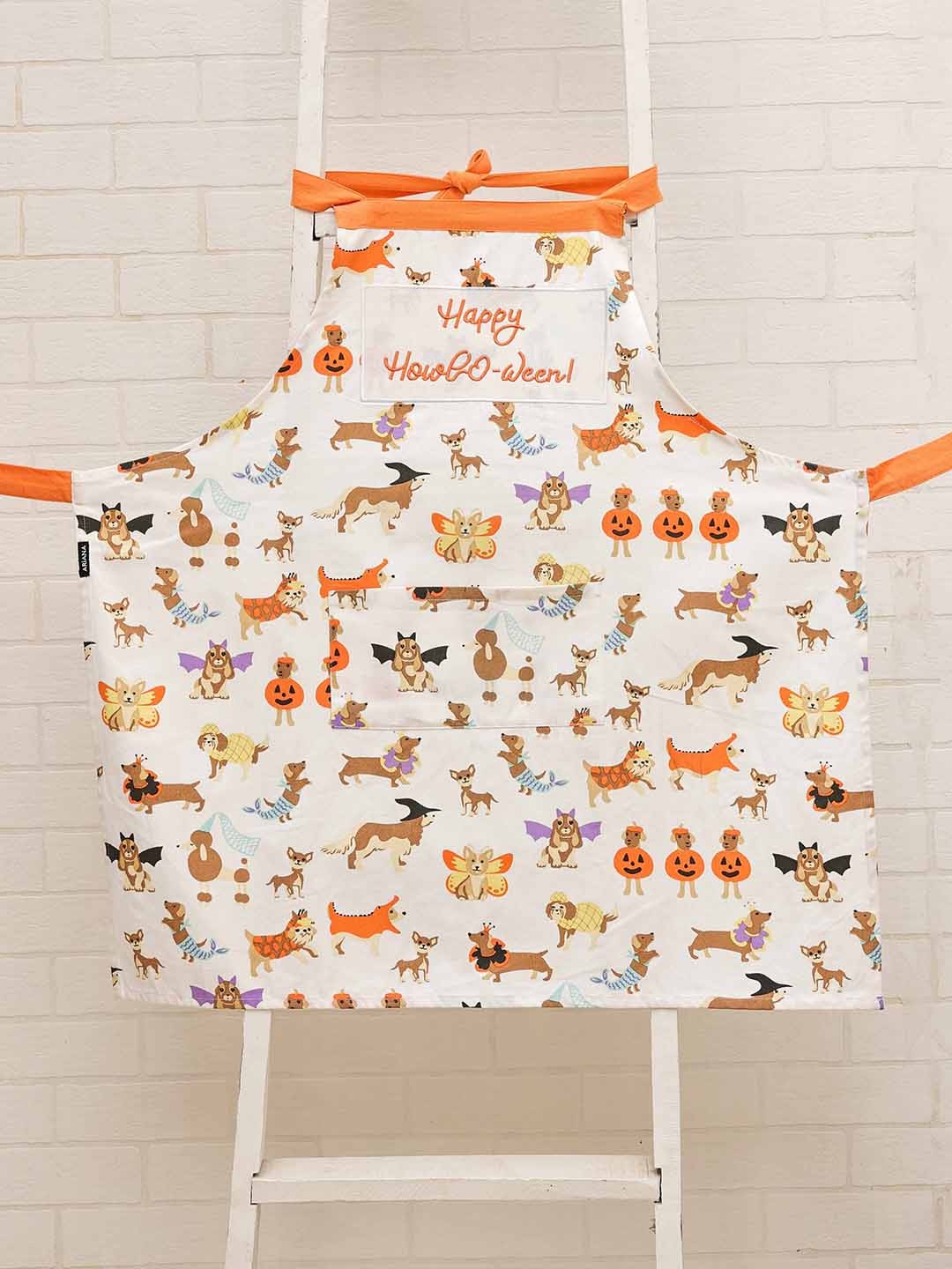 

Ariana Off White & Orange Printed Cotton Apron
