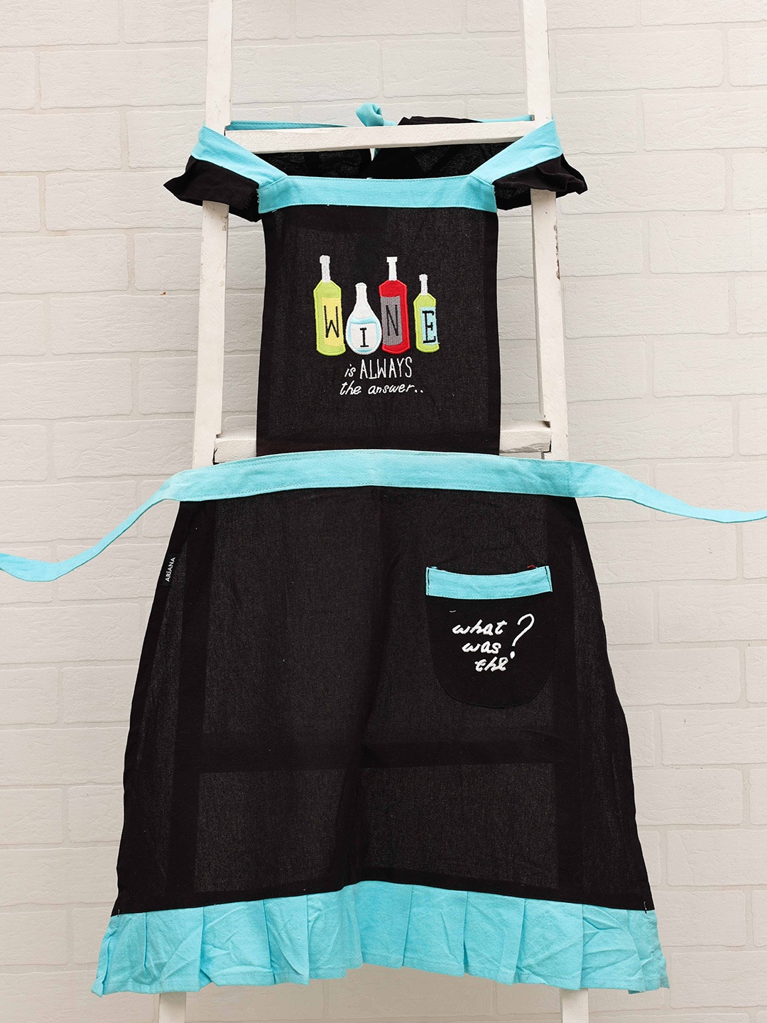 

Ariana Black & Blue Printed Cotton Apron