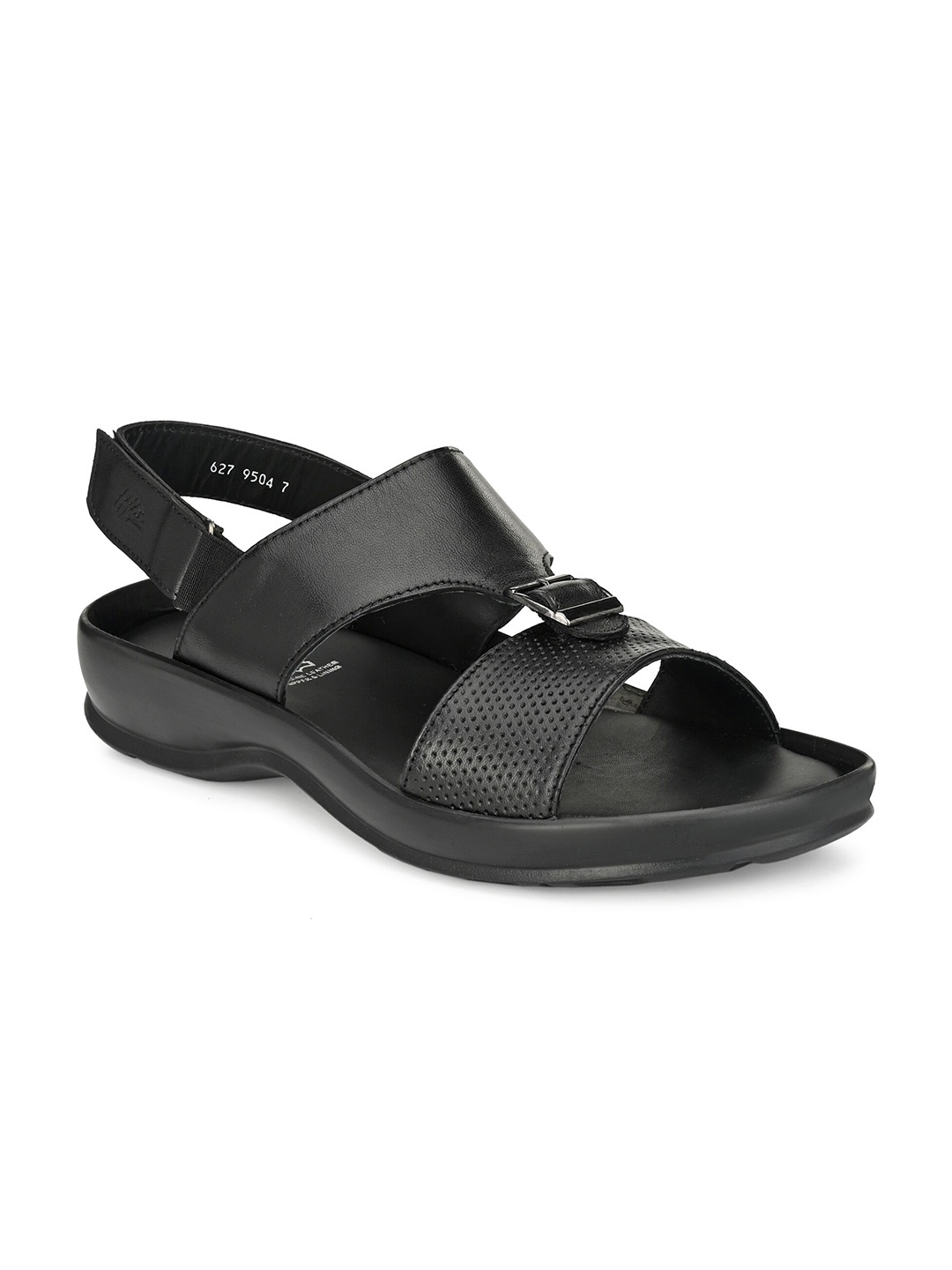 

Hitz Men Textured Leather Comfort Sandals, Black