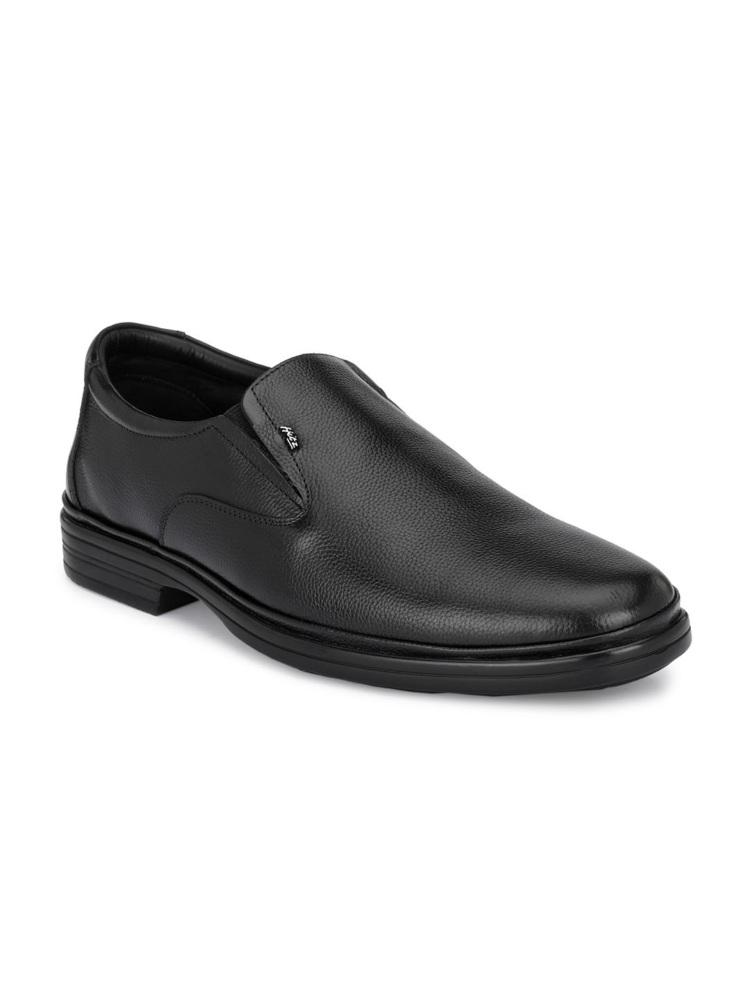 

Hitz Men Round Toe Leather Formal Slip-On Shoes, Black