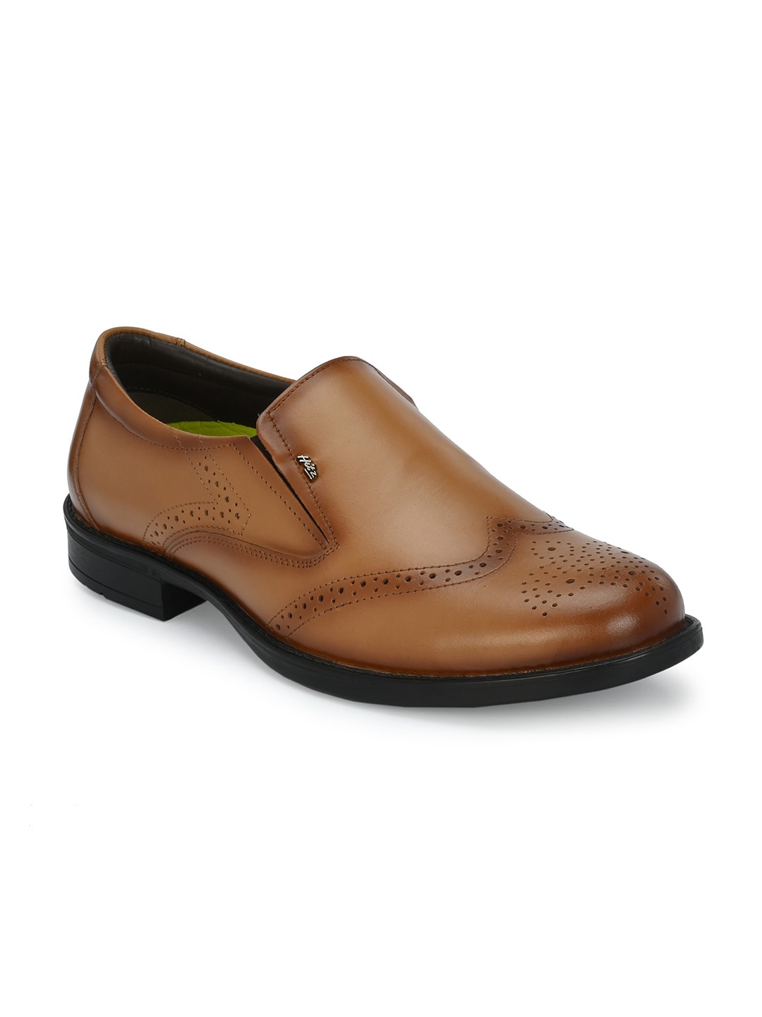 

Hitz Men Round Toe Leather Formal Slip-On Shoes, Tan