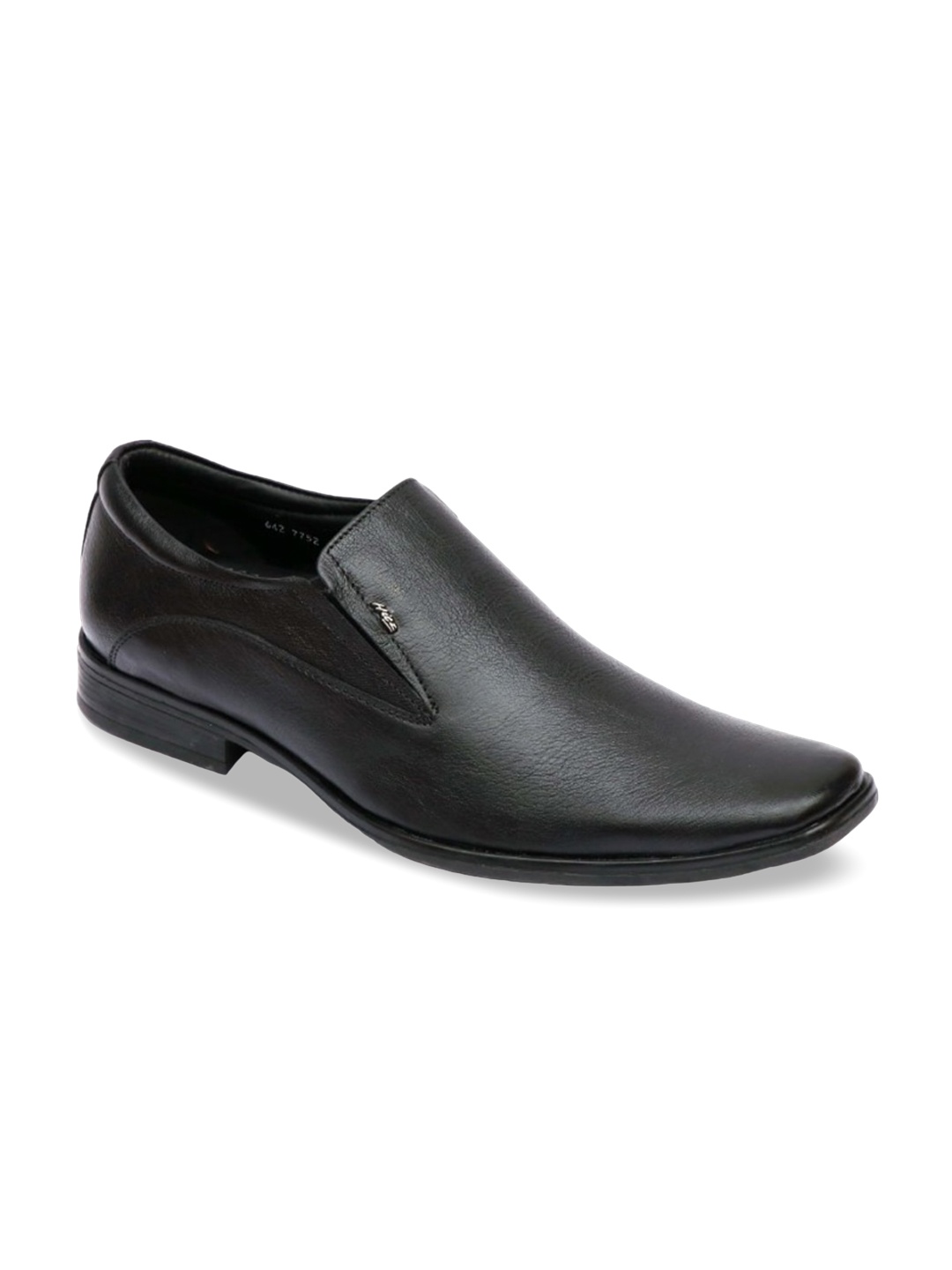 

Hitz Men Round Toe Leather Formal Slip-On Shoes, Black