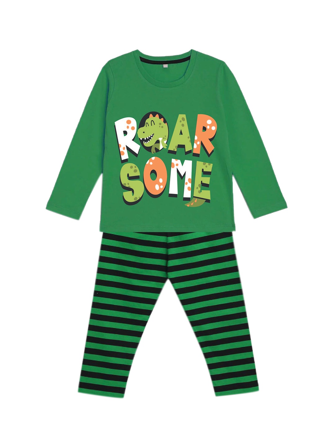 

HERE&NOW Green Boys Typography Printed Night suit