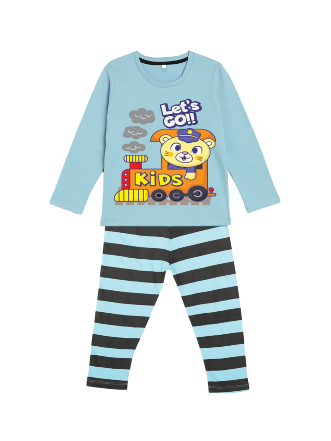 

HERE&NOW Turquoise Blue Boys Graphic Printed Night suit