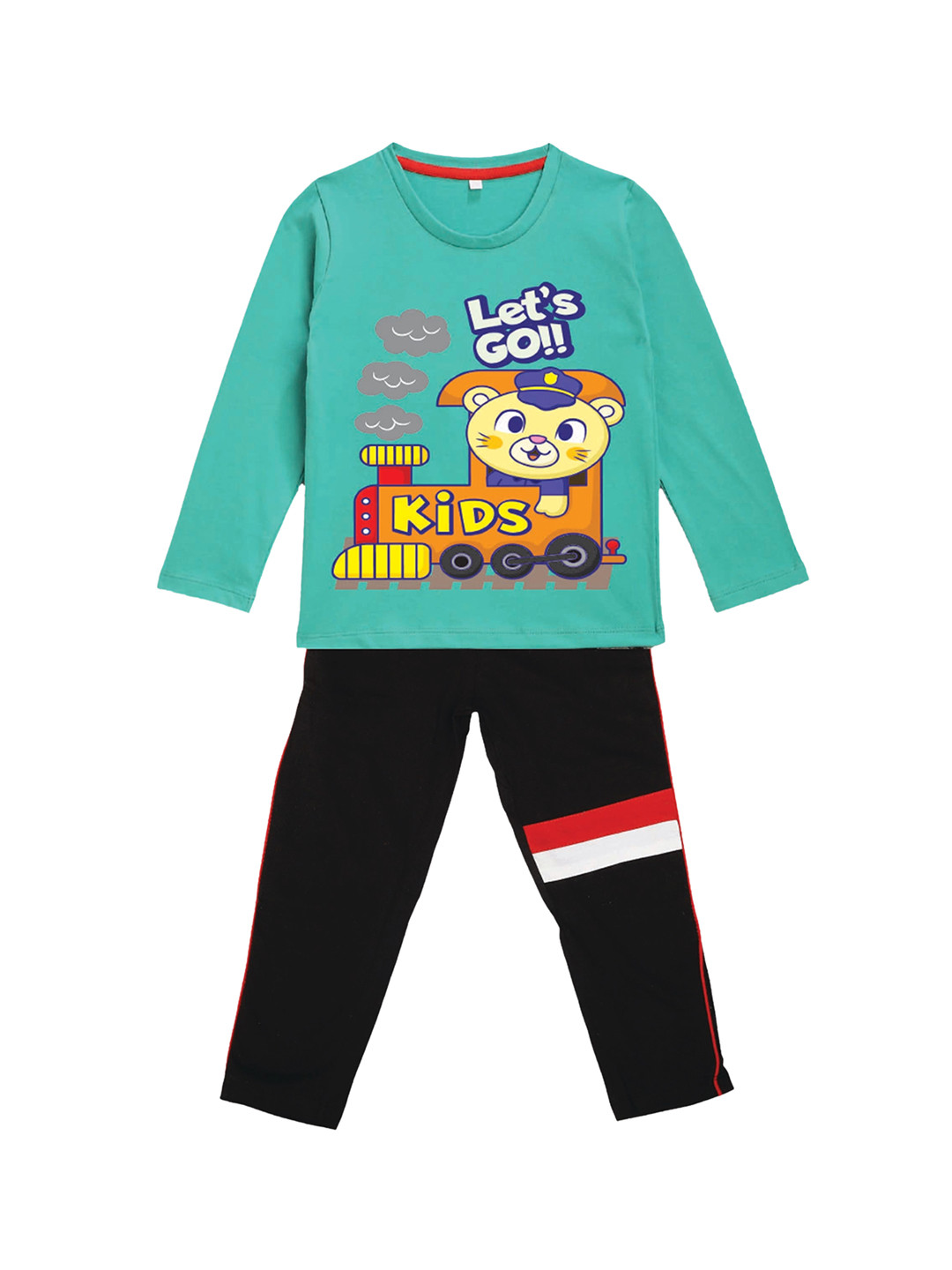 

HERE&NOW Boys Graphic Printed Night suit, Sea green