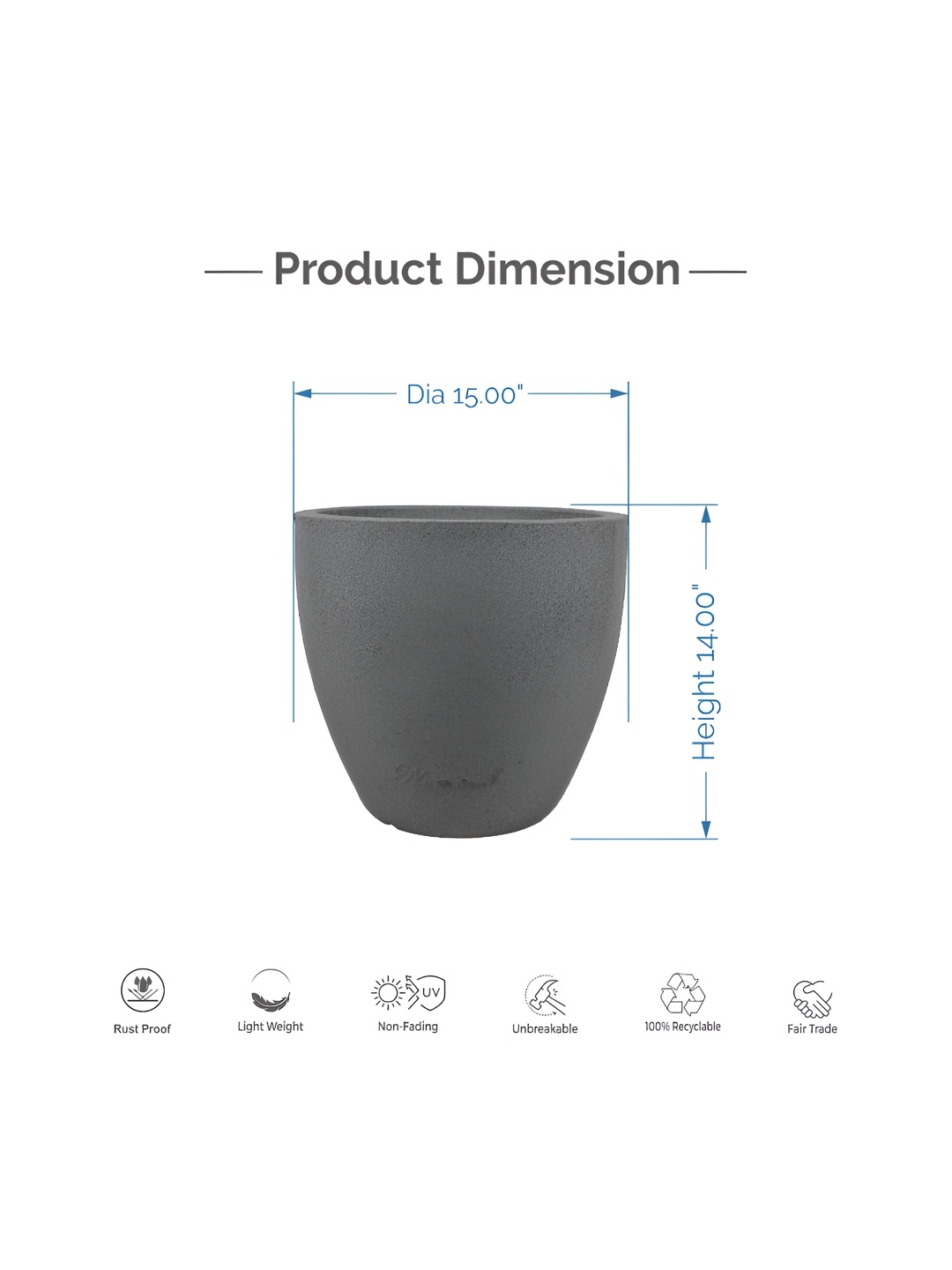 

Nest&Vine Grey Rust-proof & Lightweight Recyclable Planter with Tray