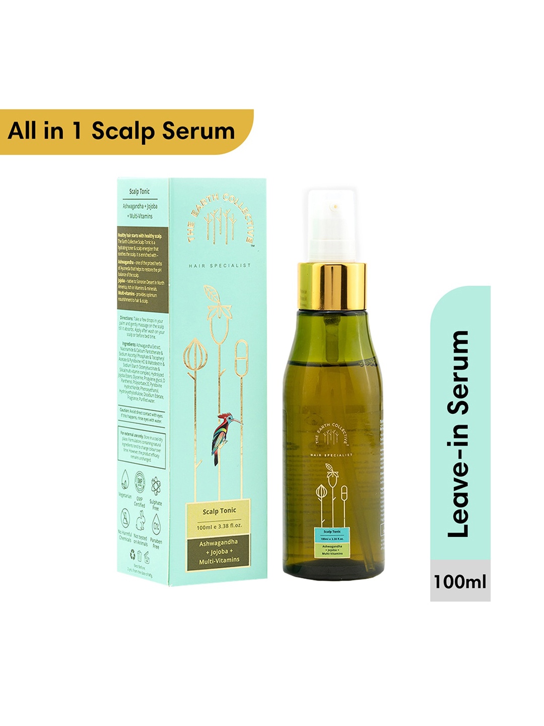 

The Earth Collective Hair Specialist Scalp Tonic Leave-in Serum - 100ml, Green