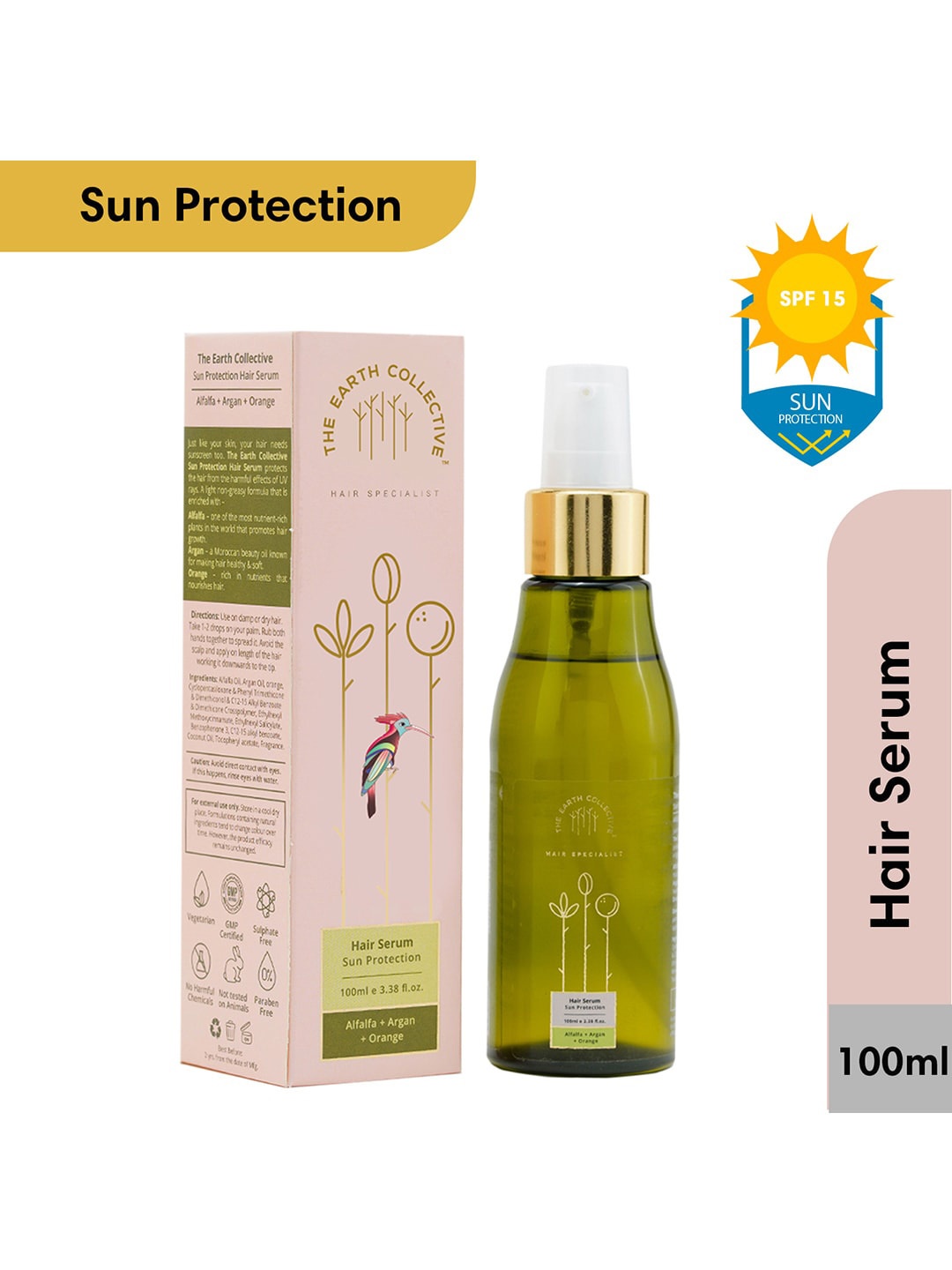 

The Earth Collective Hair Specialist Hair Serum For Sun Protection - 100ml, Green