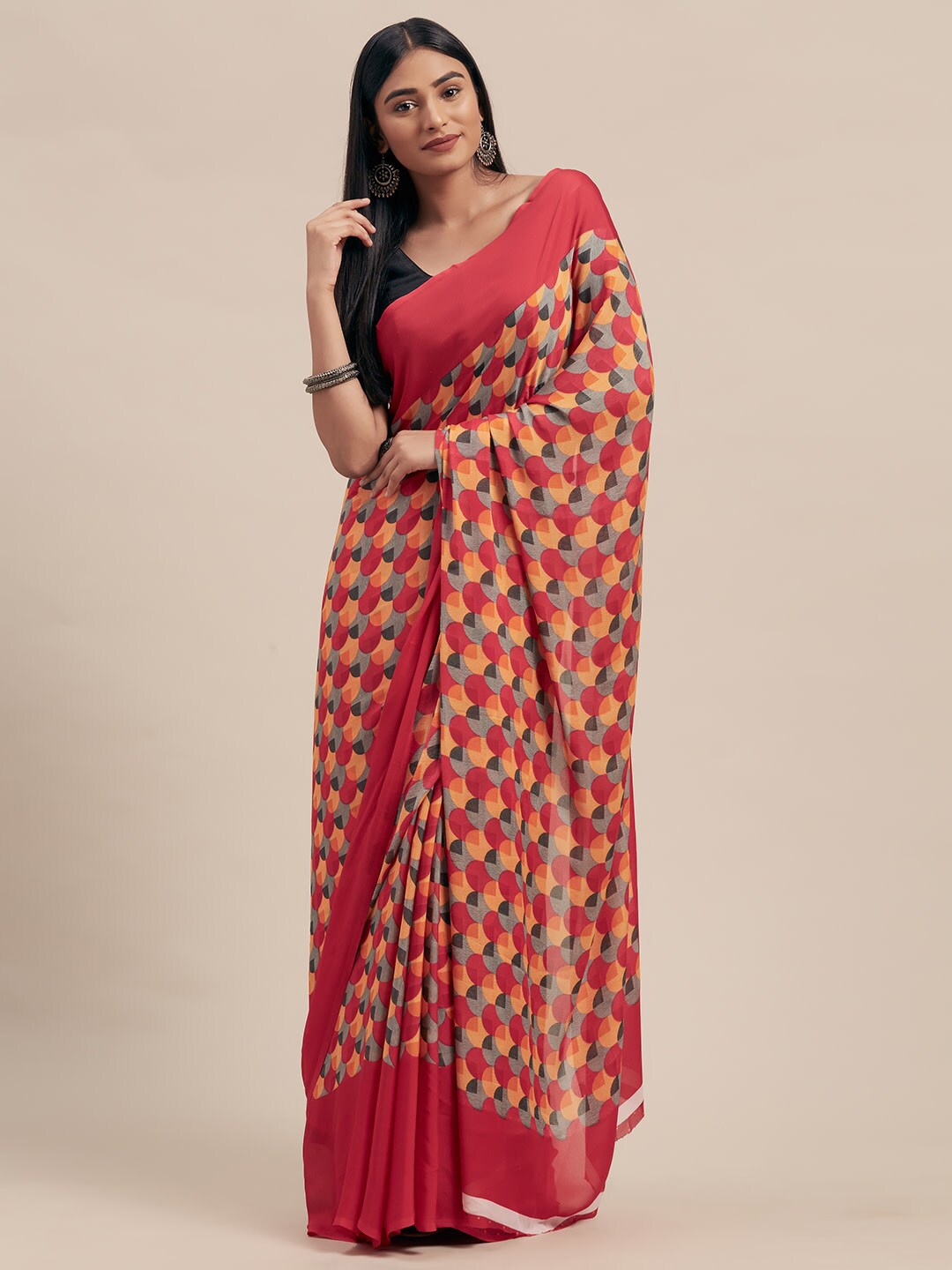 

Shaily Coral Abstract Printed Saree