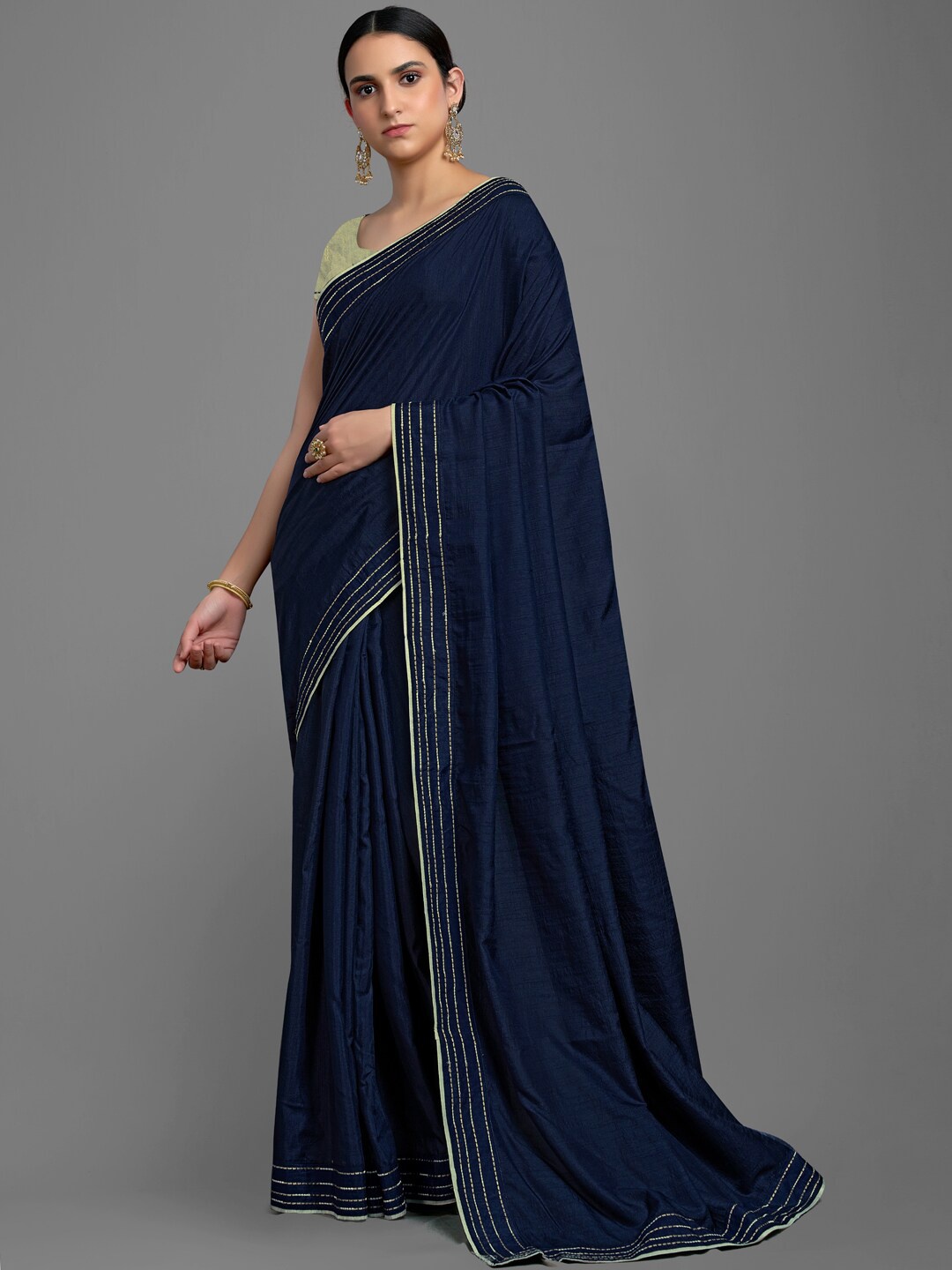 

Shaily Embroidered Saree, Navy blue