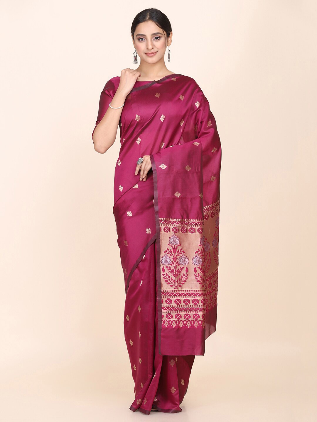 

Shaily Woven Design Zari Silk Saree, Magenta