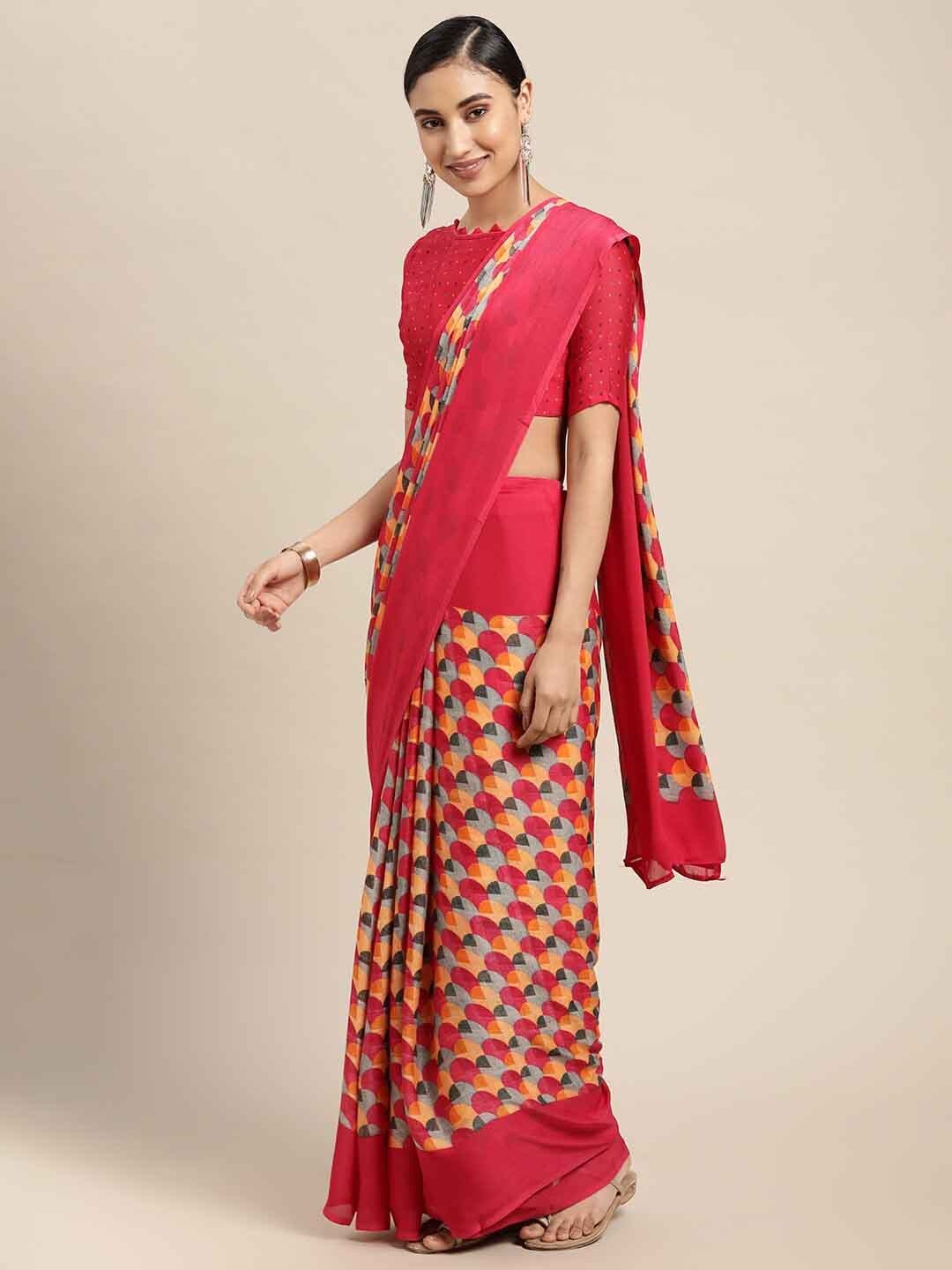 

Shaily Coral Abstract Printed Saree