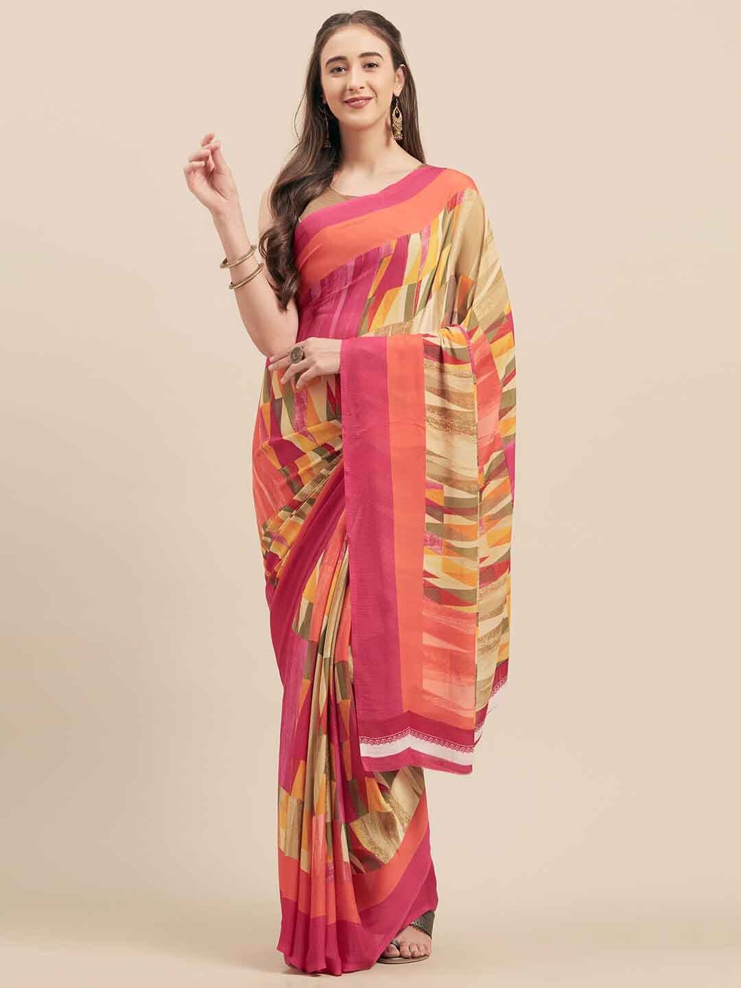 

Shaily Abstract Printed Saree, Pink