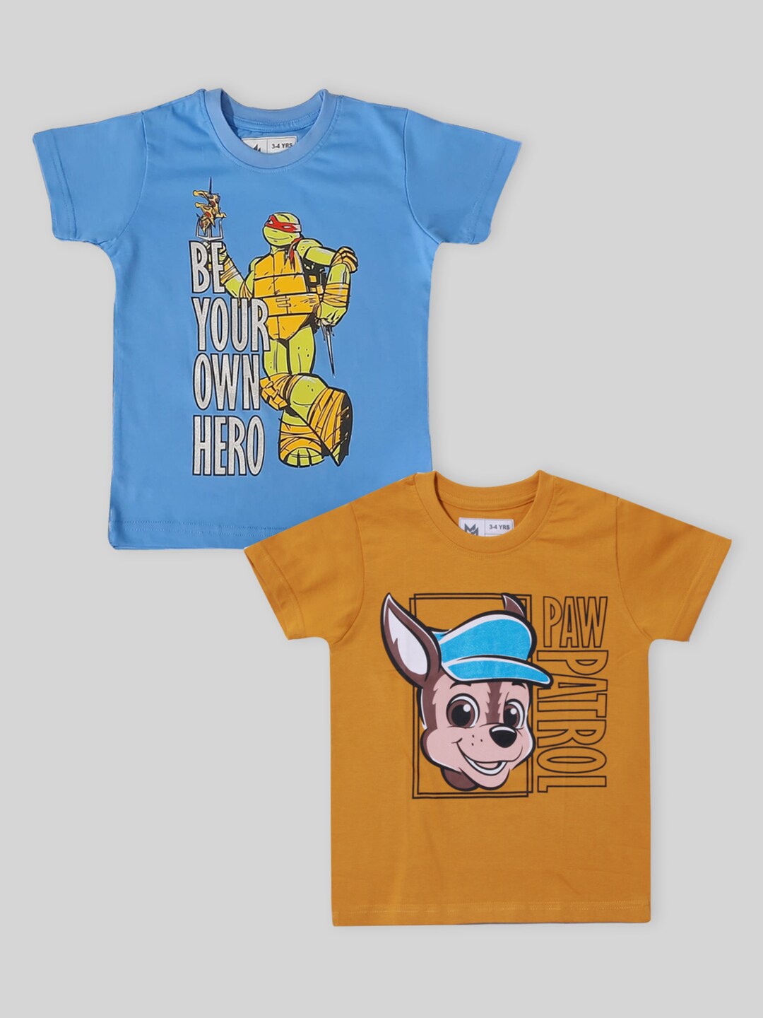 

Minute Mirth Boys Pack of 2 Printed Pure Cotton T-shirt, Yellow