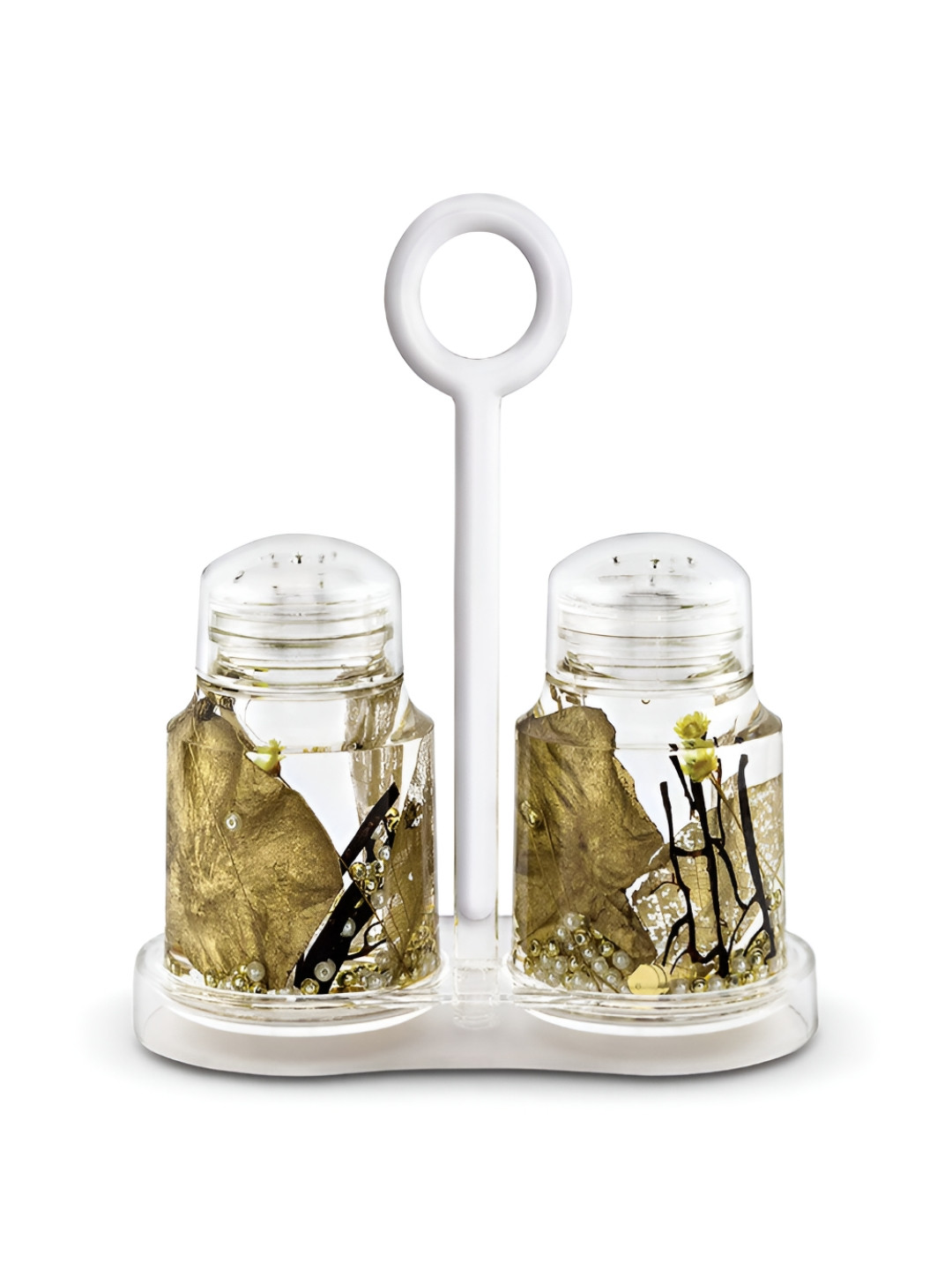

Freelance White Acrylic Salt and Pepper Holder with Case Dish