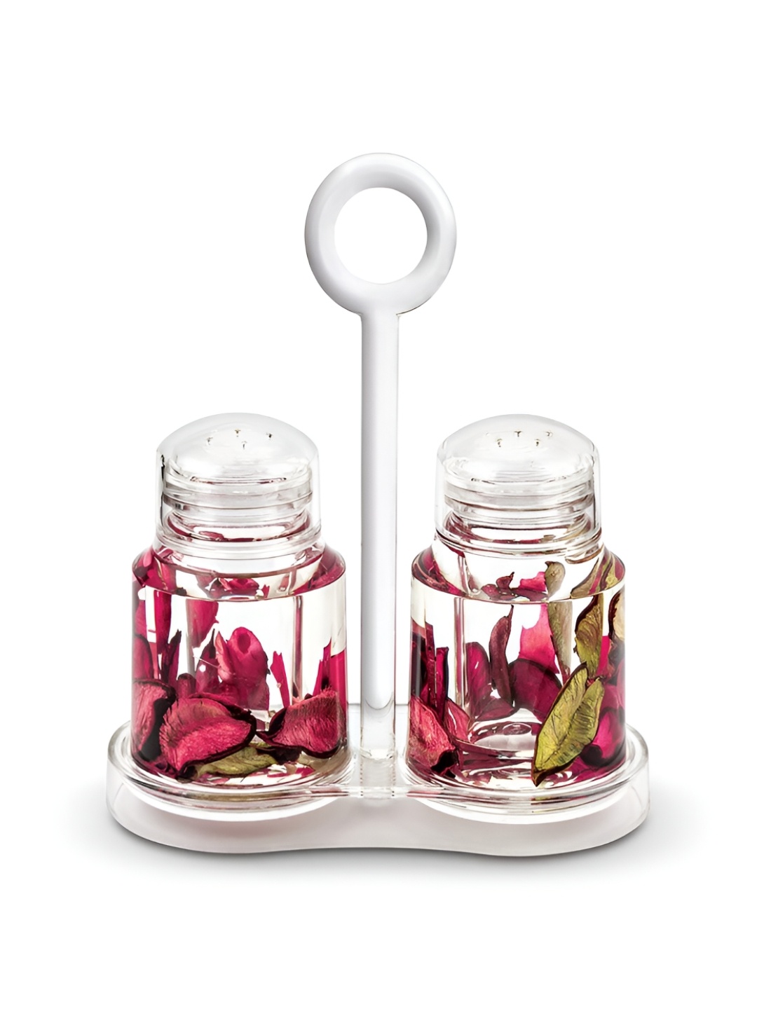 

Freelance White Acrylic Salt and Pepper Holder with Case Dish, Red