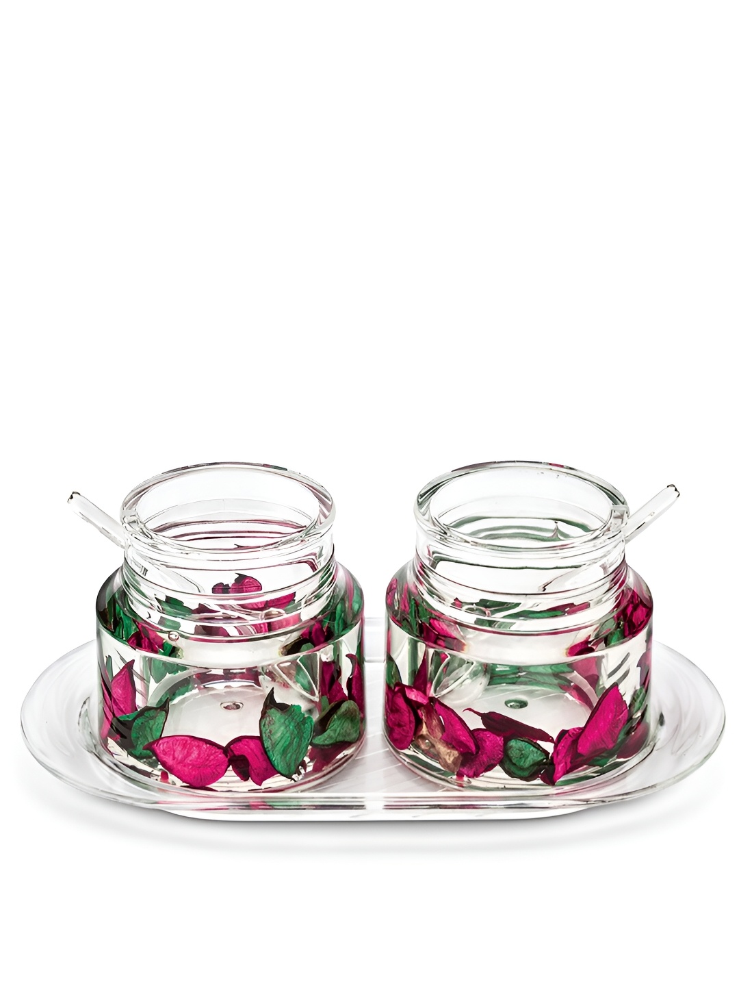 

Freelance Set of 2 Acrylic Jam Jar Set with spoon & tray, Pink