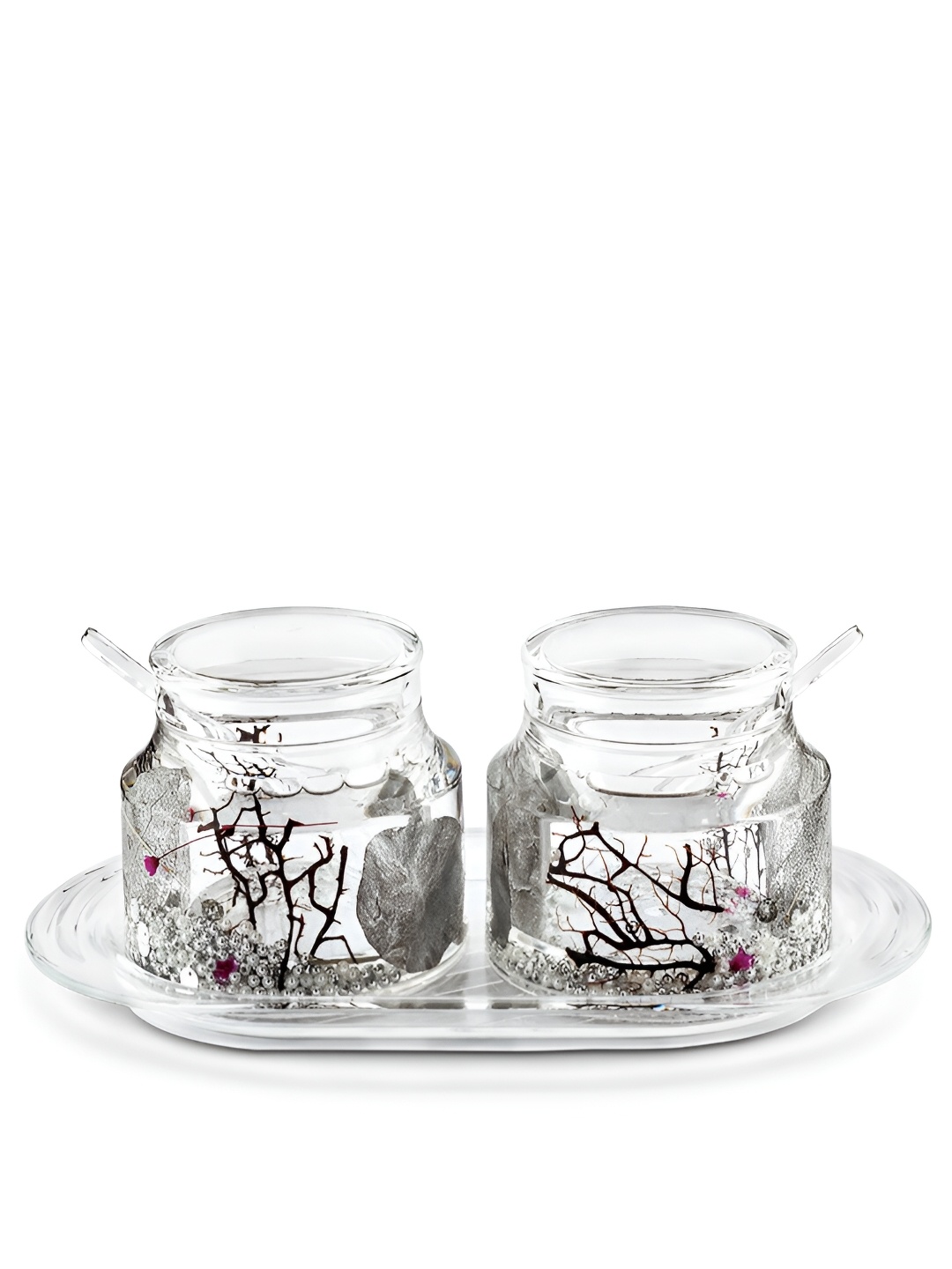 

Freelance Transparent Black 5 Pieces Jam Jar Set With Spoon & Tray