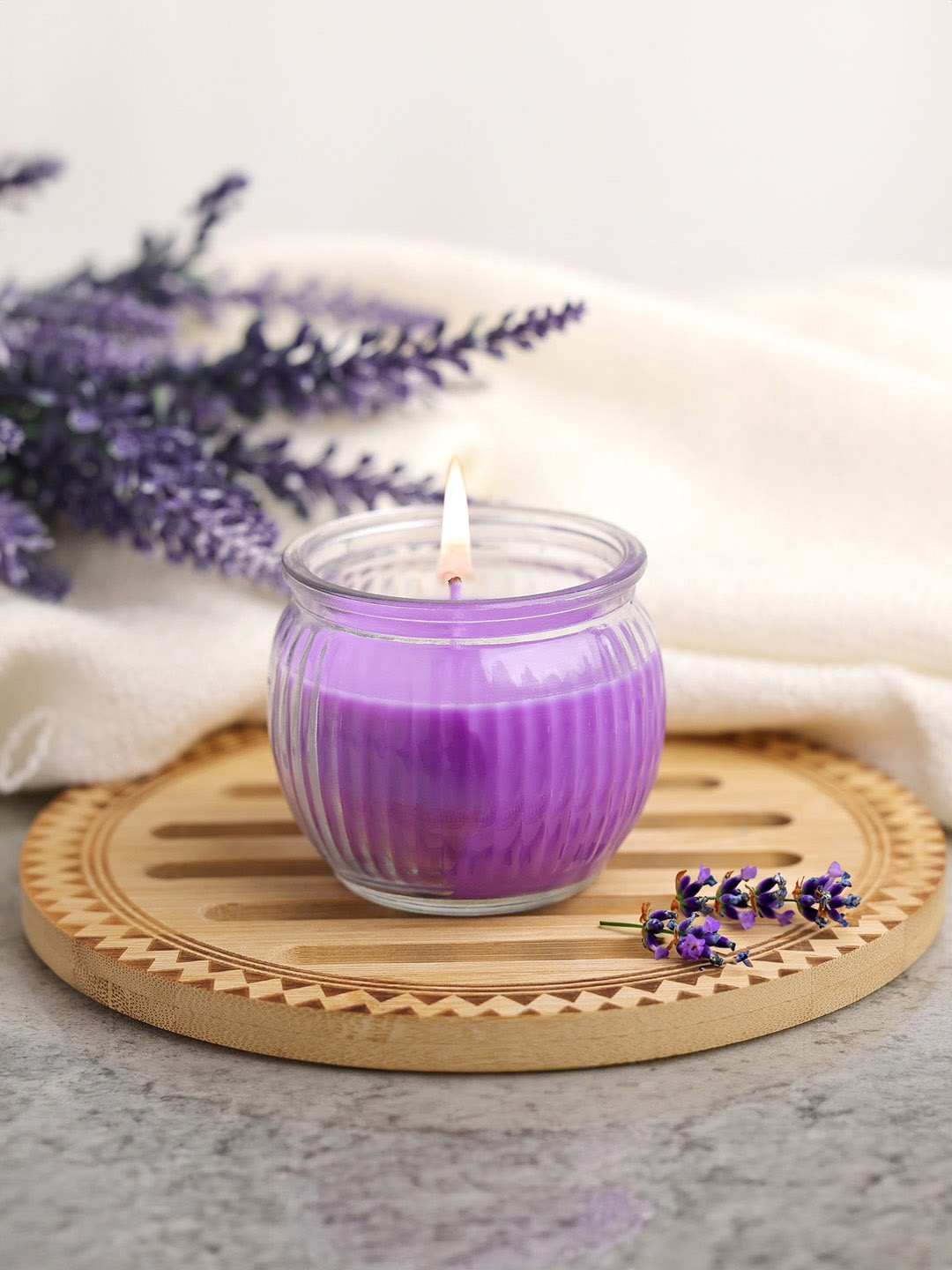 

Iris Purple & Transparent 2 Pieces Lavender Ribbed Jar Candle