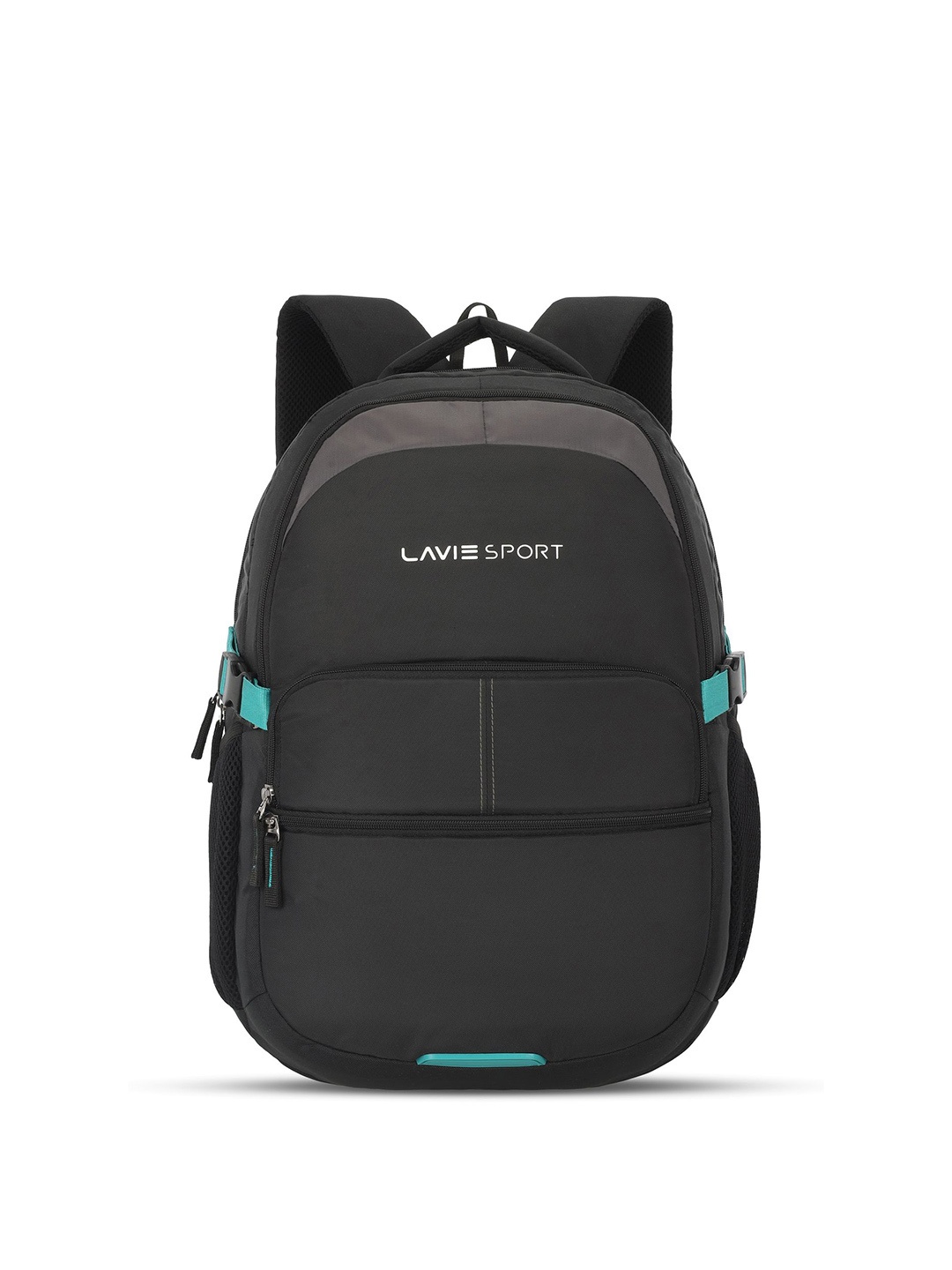 

LAVIE SPORT Unisex Brand Logo Printed Ergonomic Backpack With Rain Cover, Black
