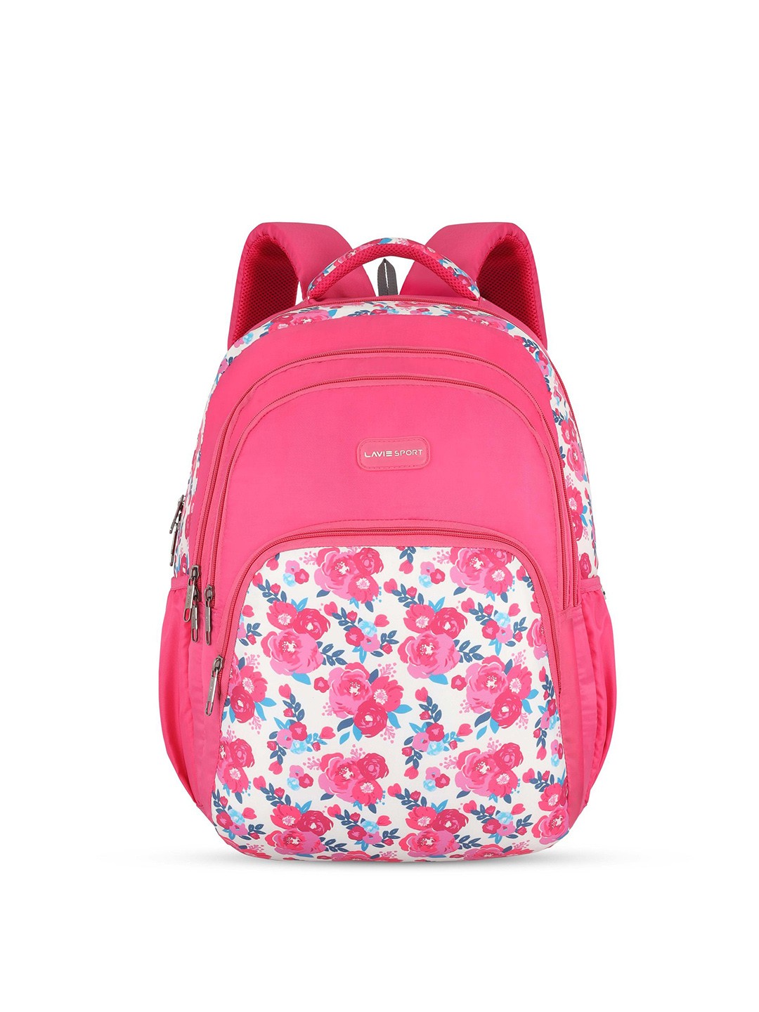

LAVIE SPORT Unisex Floral Printed Backpack with Rain Cover -Up to 16 inch, Pink