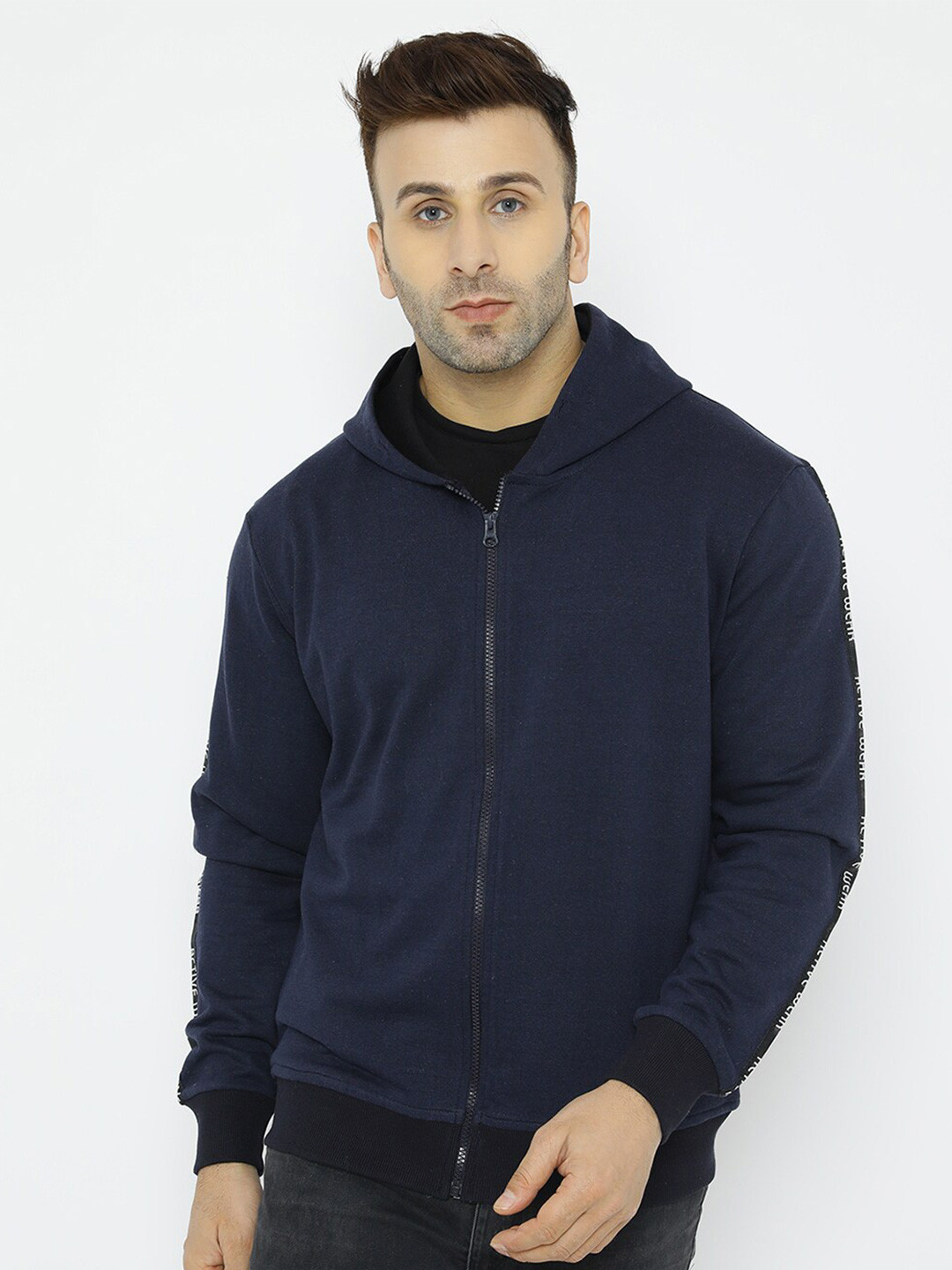

WELL QUALITY Hooded Fleece Sweatshirt, Navy blue