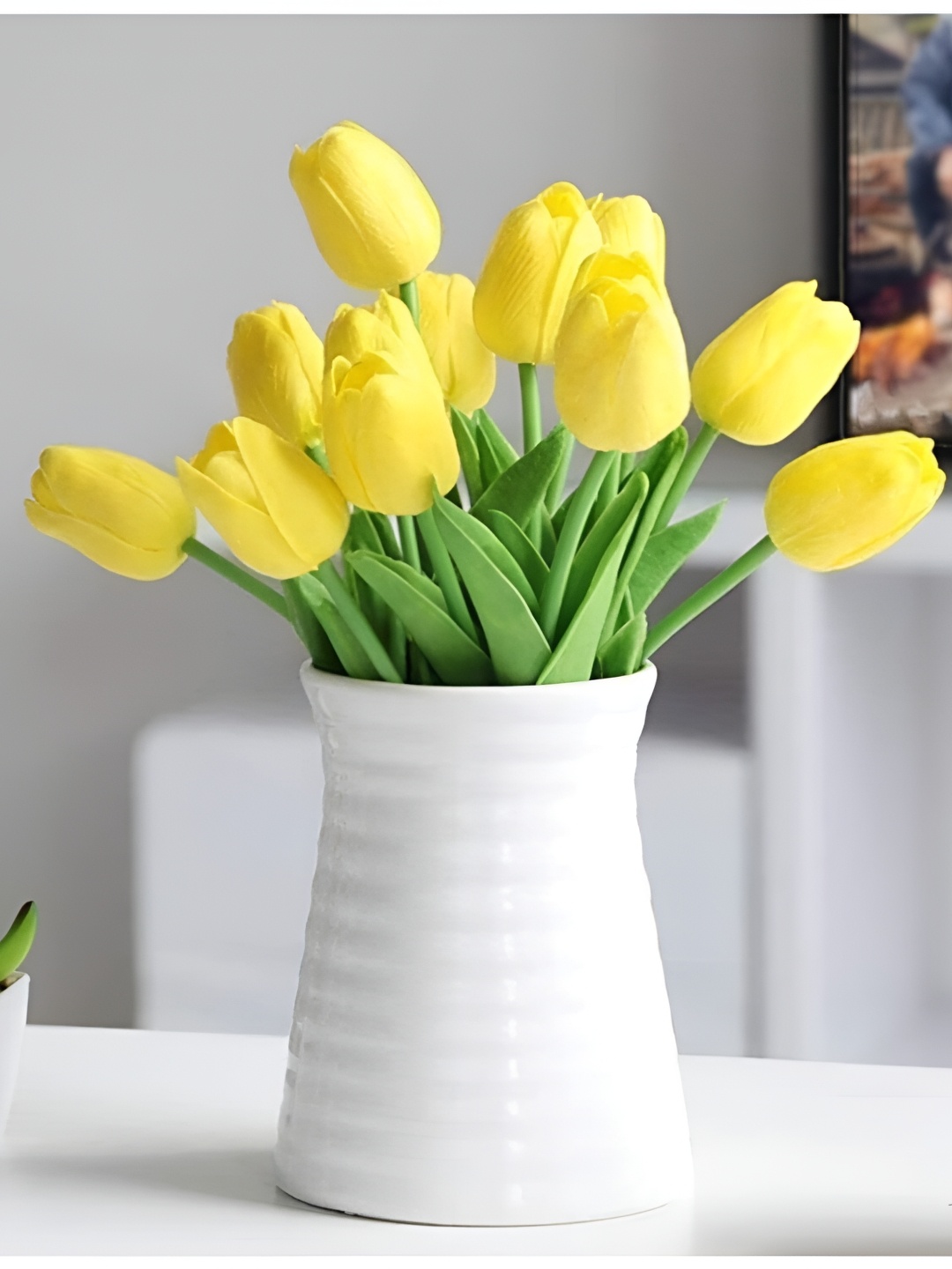 

Satyam Kraft Yellow 10 Pieces Tulip Artificial Flower