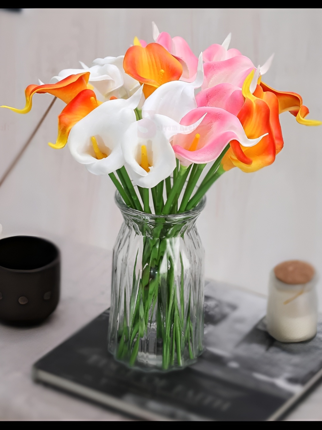 

Satyam Kraft White & Orange 10 Pieces Lily Artificial Flowers