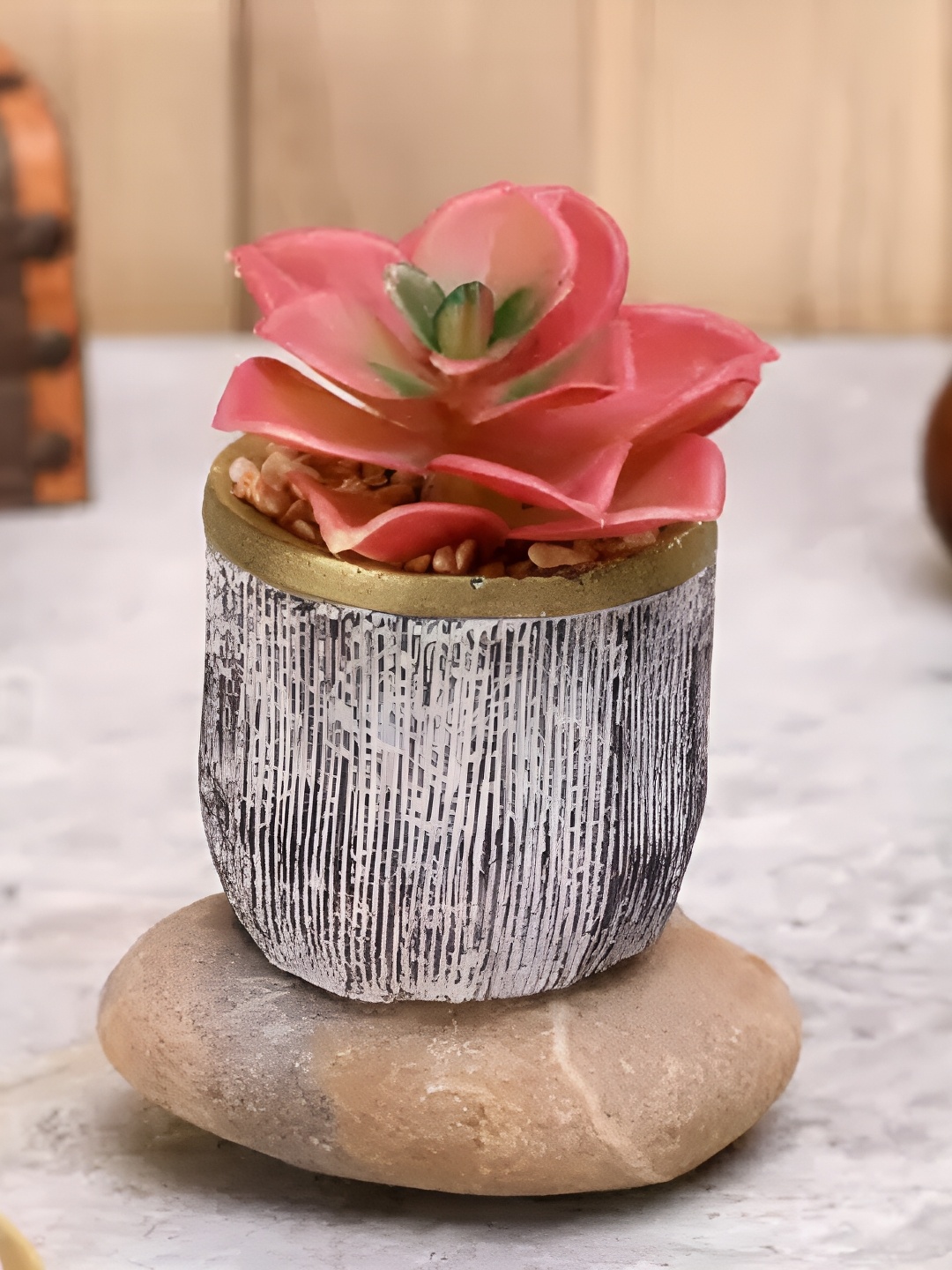 

Satyam Kraft Red Succulent Small Mini Faux Plant With Pot