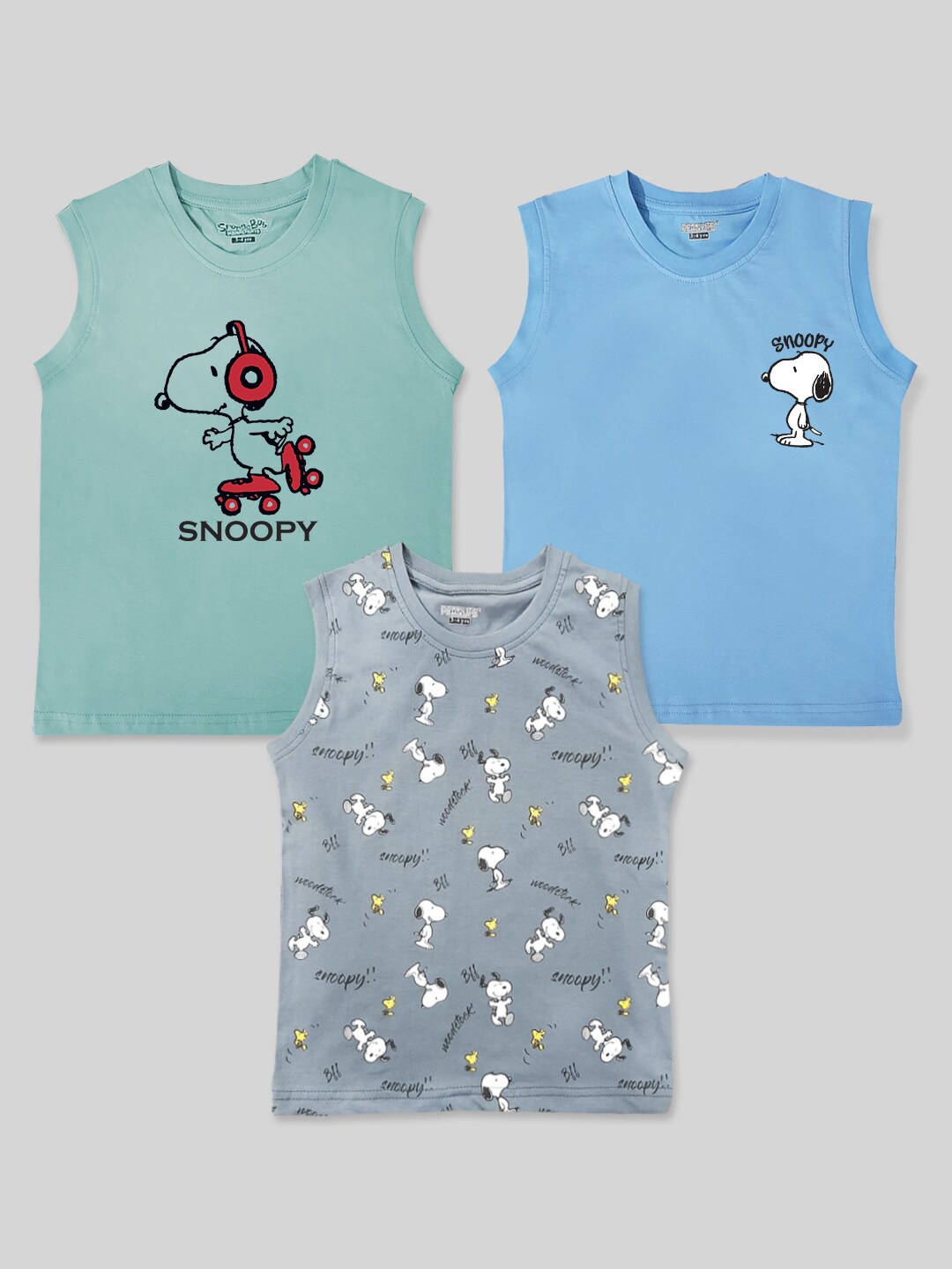 

Minute Mirth Boys Pack Of 3 Humour and Comic Printed Pure Cotton T-shirts, Green