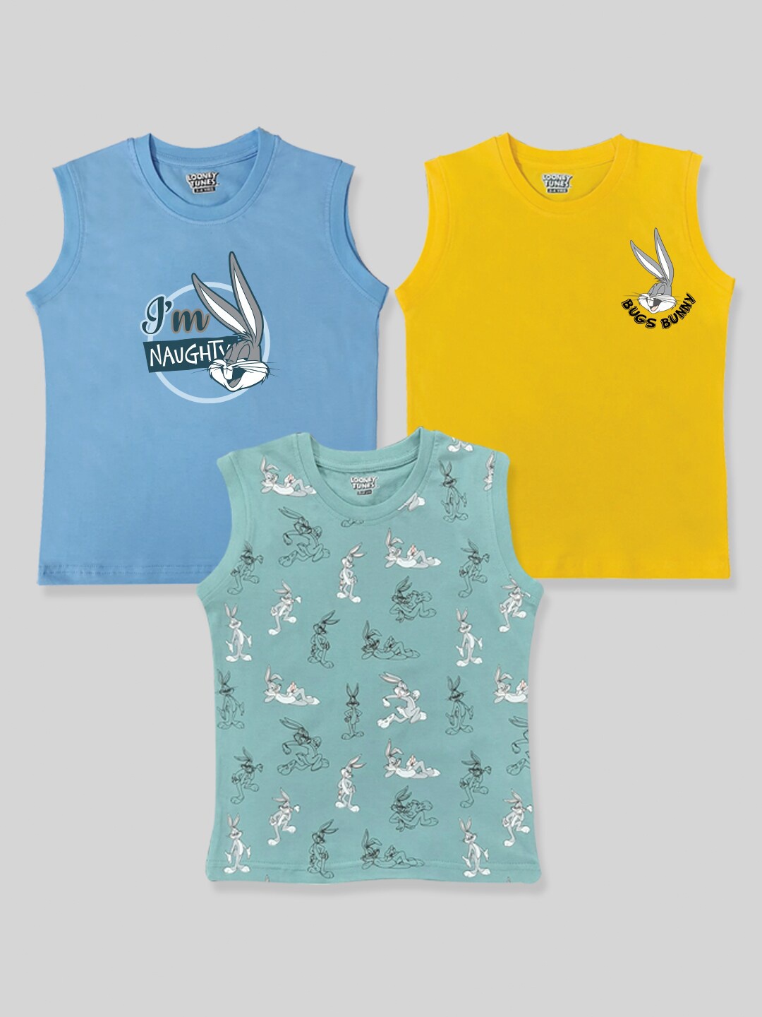

Minute Mirth Boys Pack Of 3 Graphic Printed Pure Cotton T-shirts, Blue