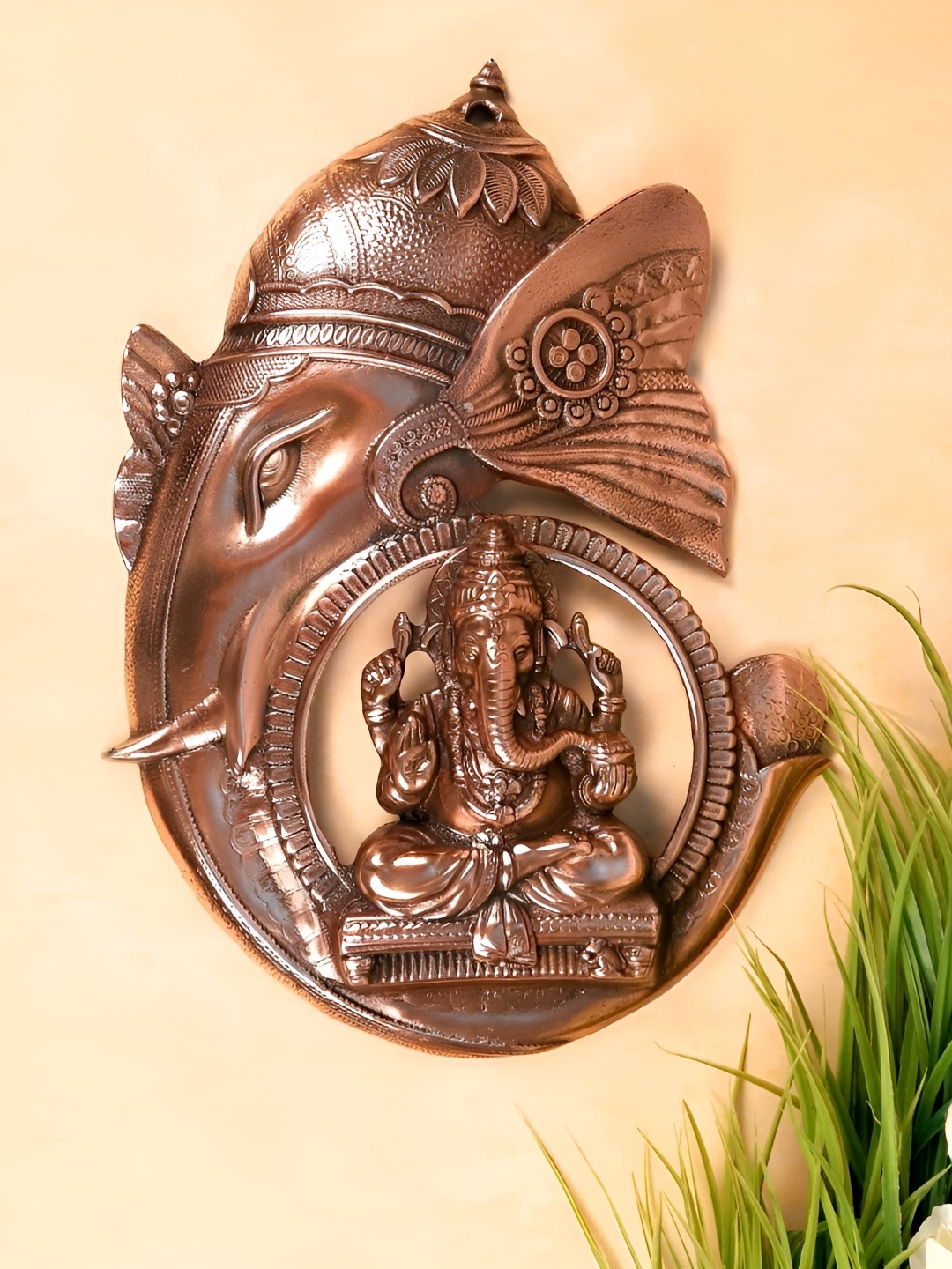 

apka mart Copper Coloured Lord Ganesh Wall Hanging
