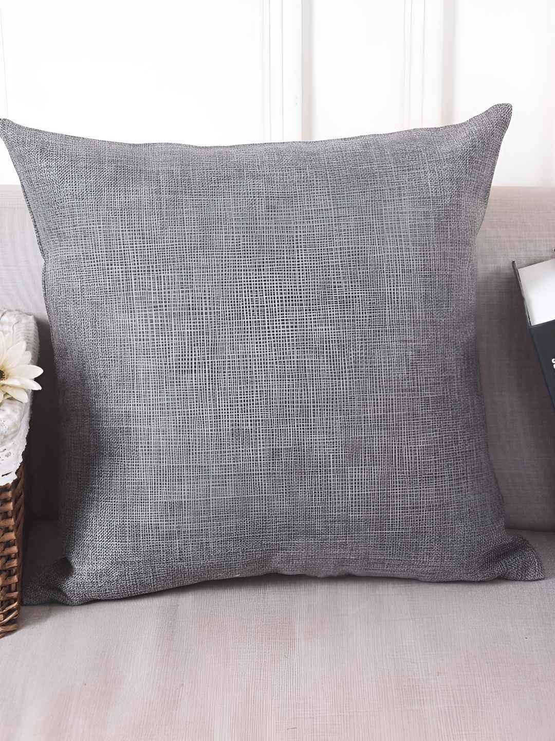 

CASA-NEST Grey Melange 2 pieces Square Jute Cotton Cushion Covers