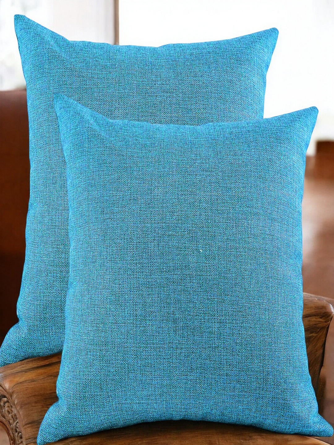 

CASA-NEST Blue 2 pieces Square Jute Cotton Cushion Covers