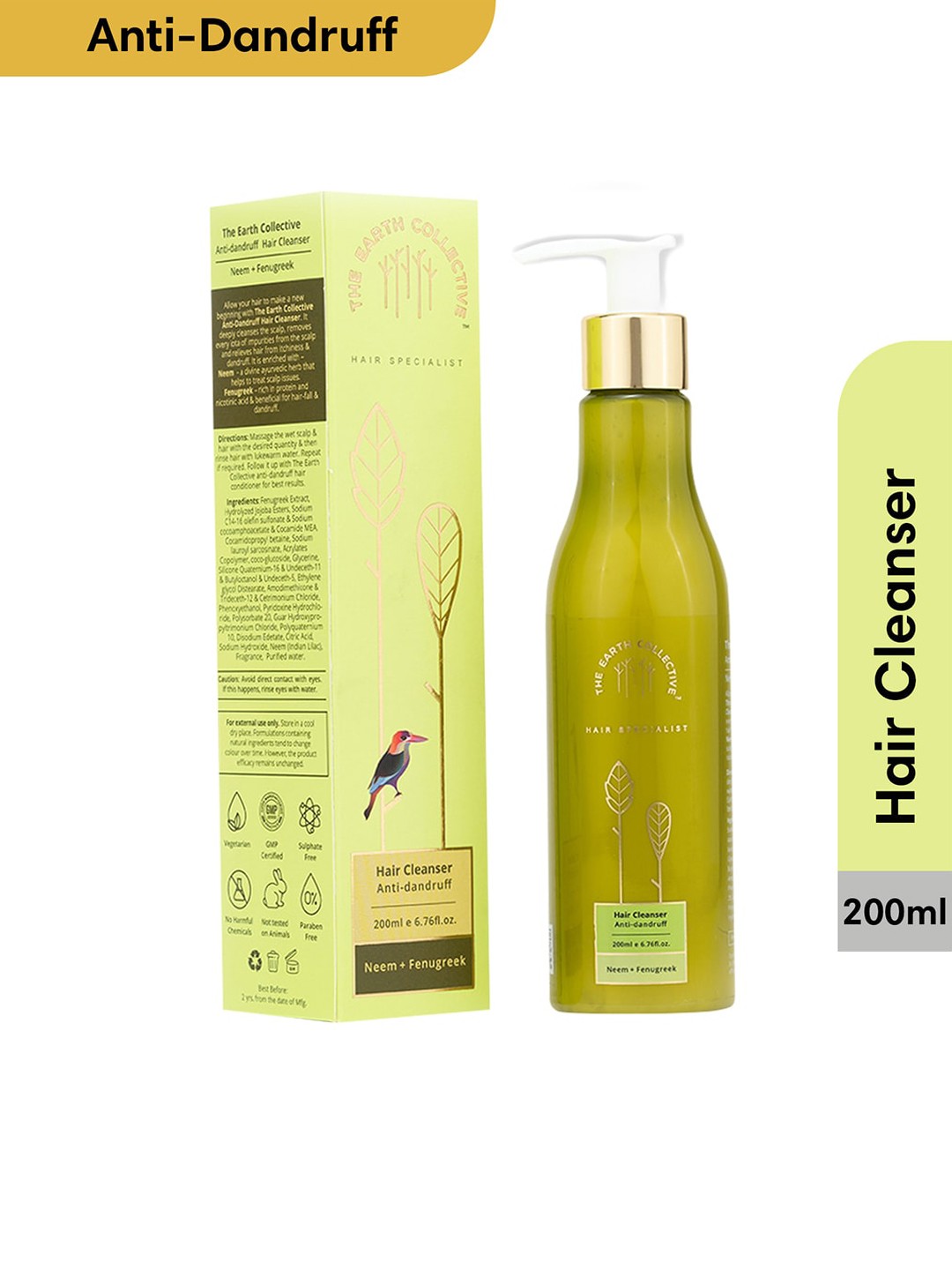 The Earth Collective Hair Specialist Hair Cleanser With Neem & Fenugreek - 200ml, Green