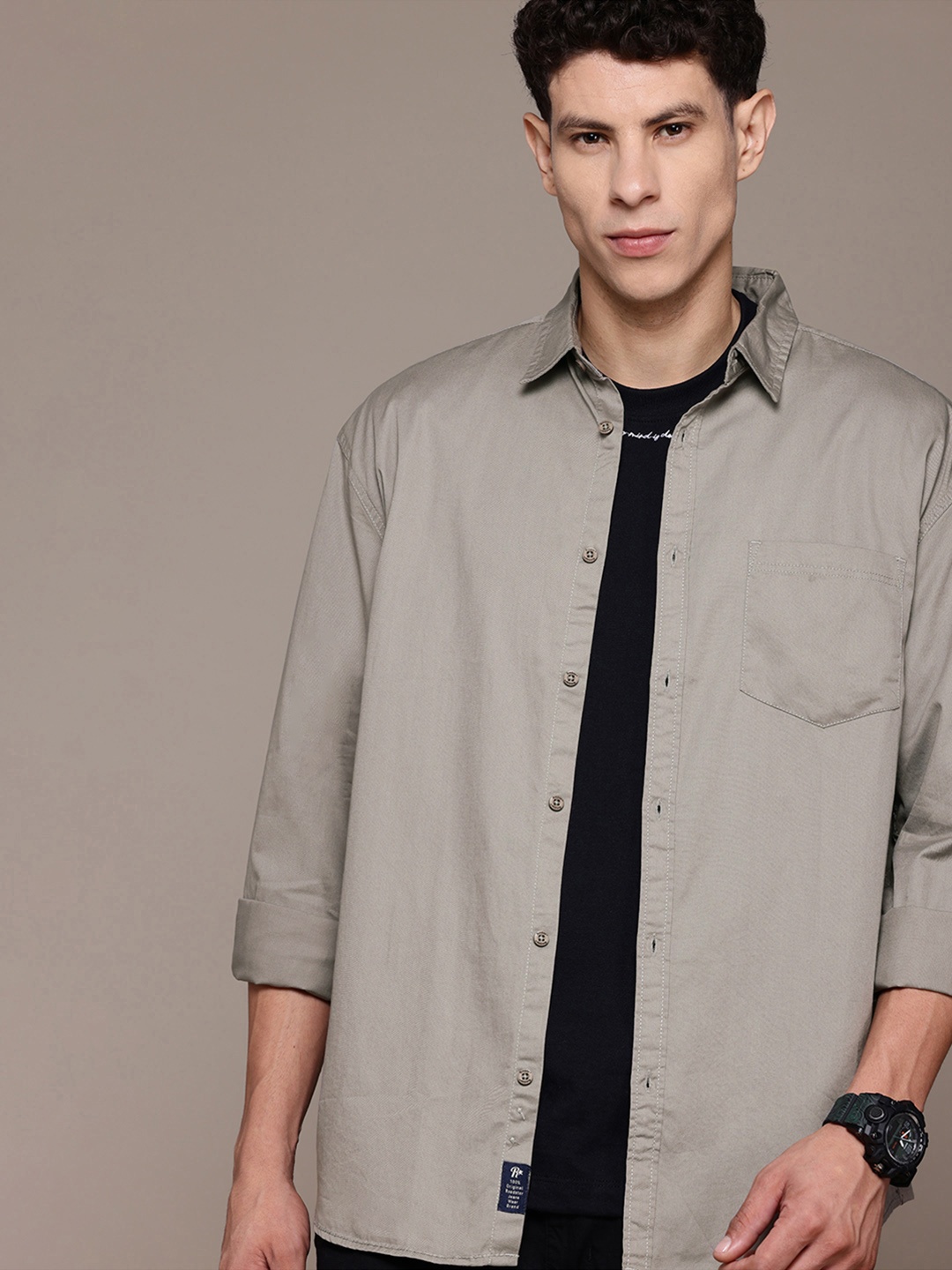 

The Roadster Lifestyle Co. Pure Cotton Relaxed Shirt, Grey