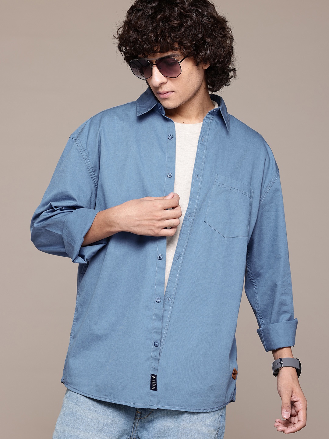 

Roadster pure cotton Opaque Casual Shirt, Blue