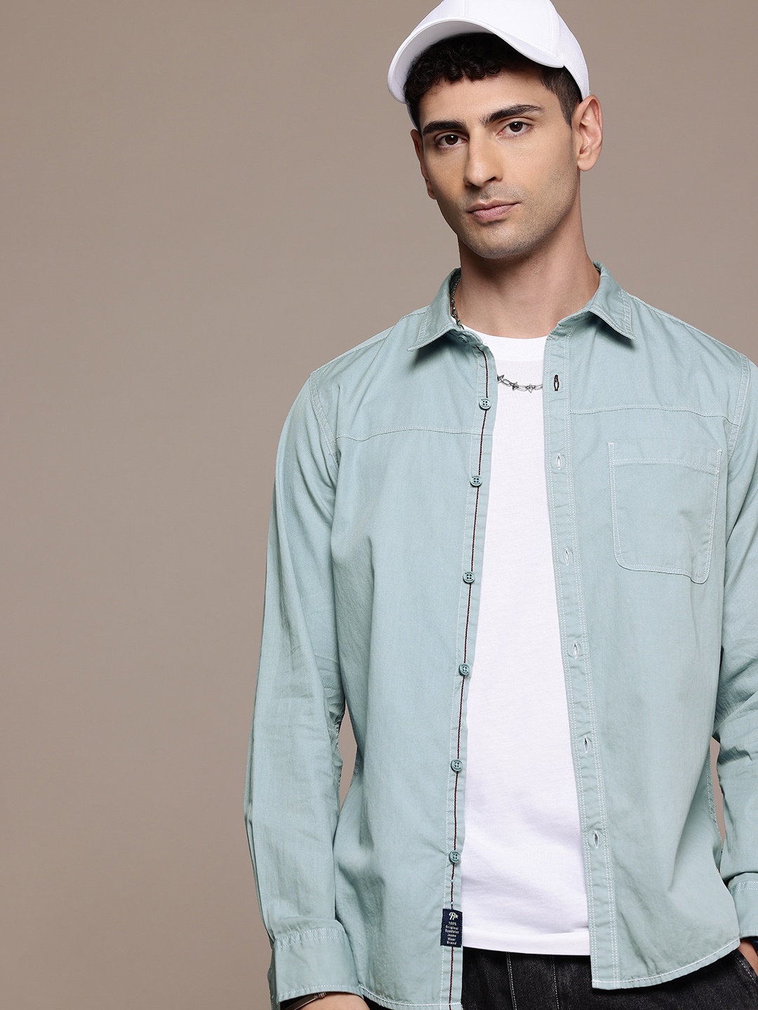 

The Roadster Life Co. Pure Cotton Solid Casual Shirt, Blue