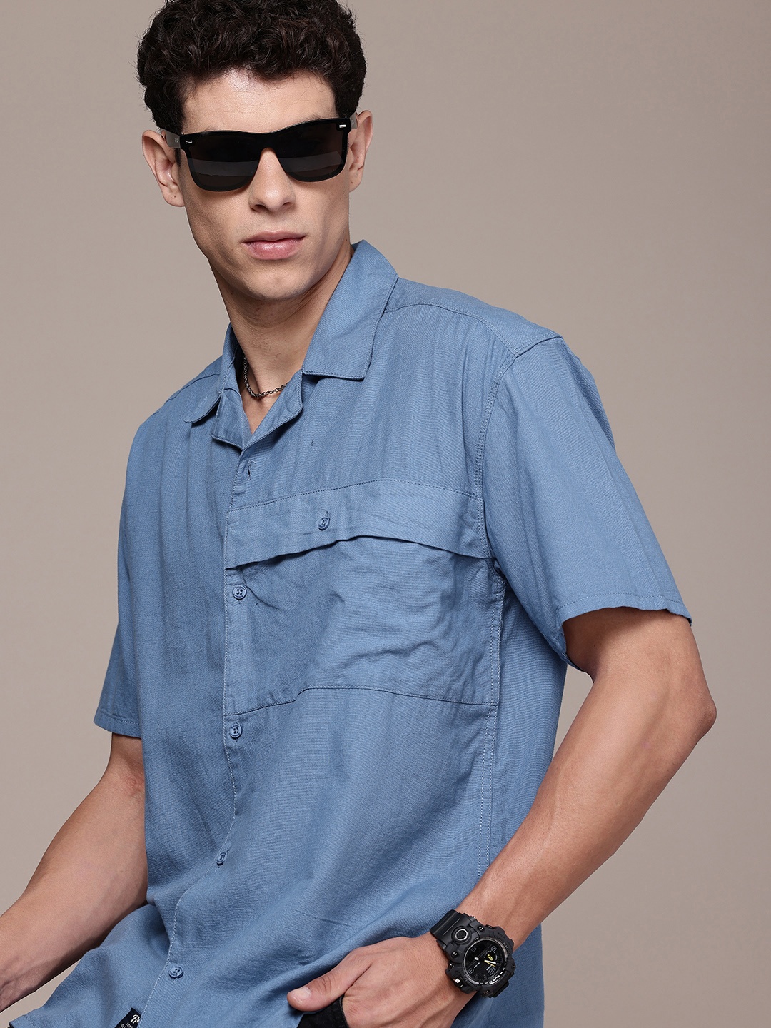 

The Roadster Life Co. Pure Cotton Relaxed Fit Casual Shirt, Blue