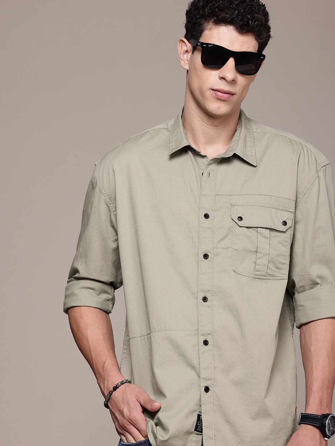 

The Roadster Life Co. Pure Cotton Relaxed Fit Casual Shirt, Olive