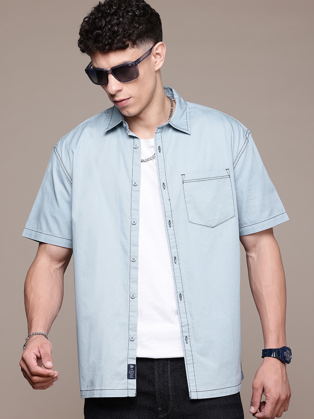 

The Roadster Lifestyle Co. Opaque Casual Shirt, Blue