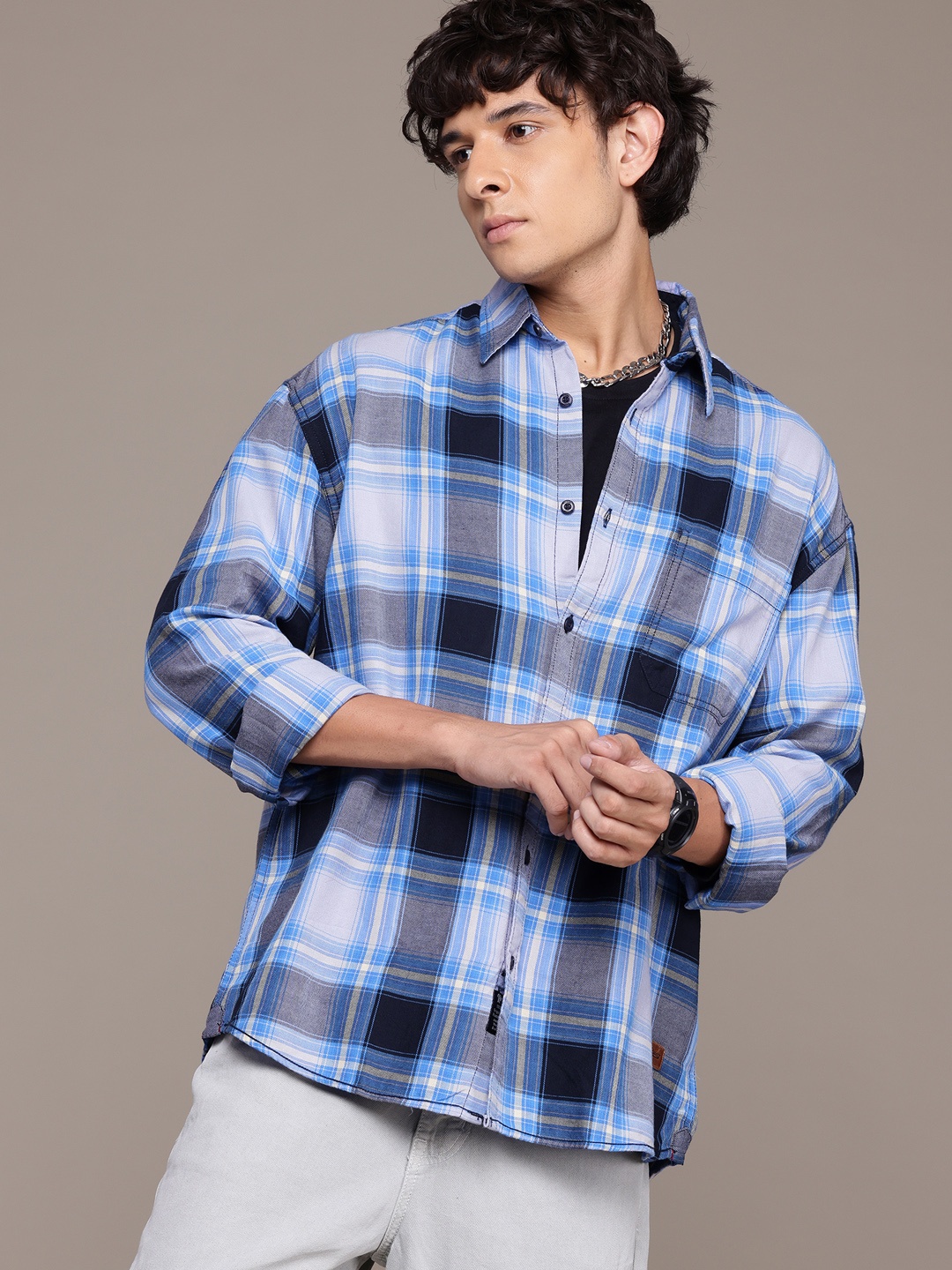

The Roadster Lifestyle Co. Tartan Checked Casual Shirt, Blue