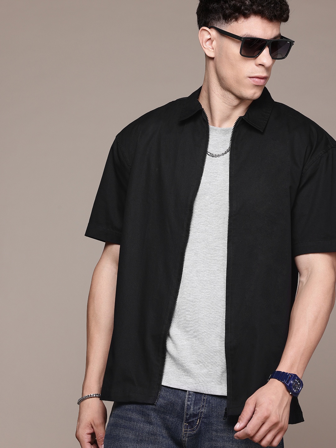 

The Roadster Lifestyle Co. Opaque Casual Shirt, Black