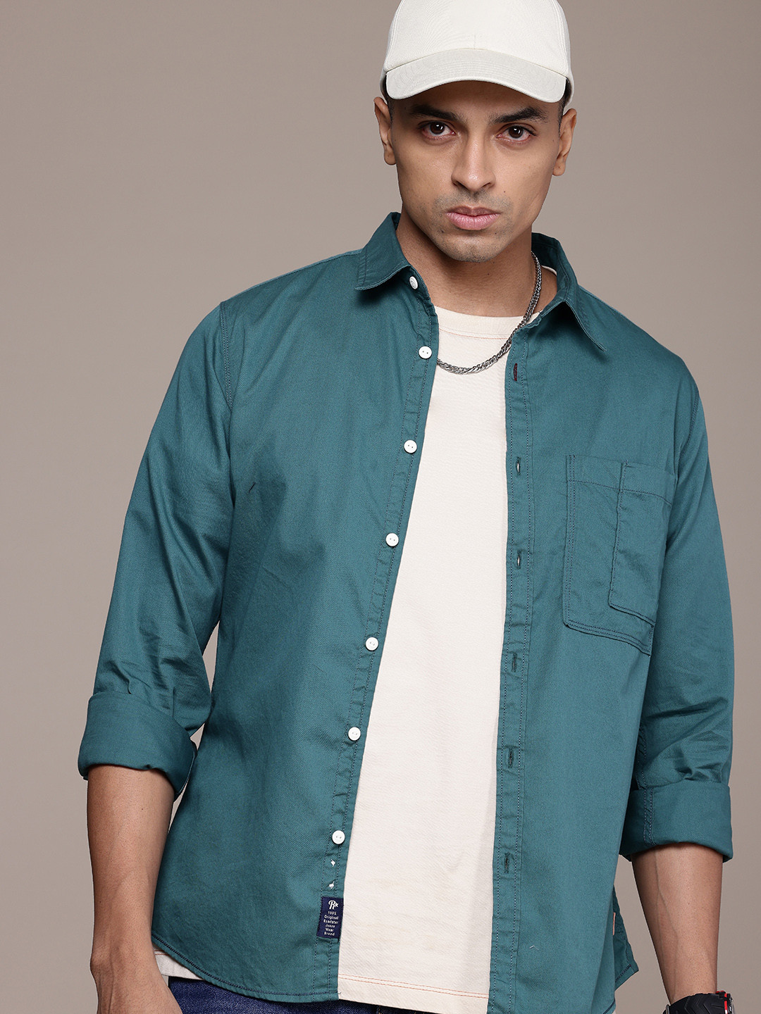

The Roadster Life Co. Pure Cotton Opaque Casual Shirt, Teal