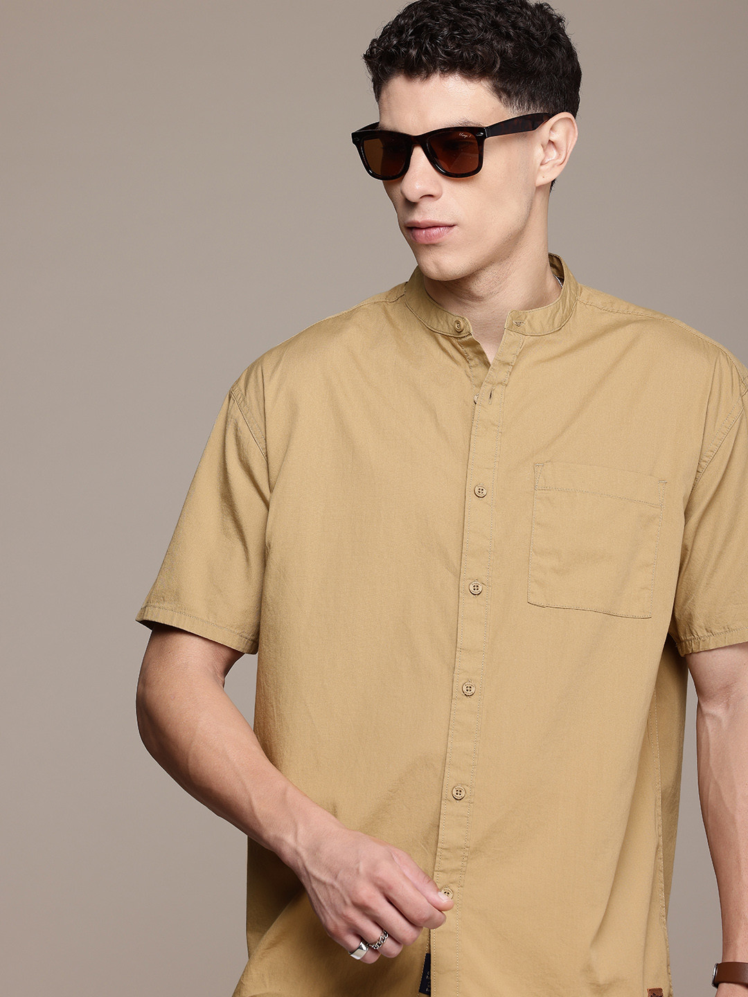 

The Roadster Life Co. Pure Cotton Relaxed Fit Casual Shirt, Khaki