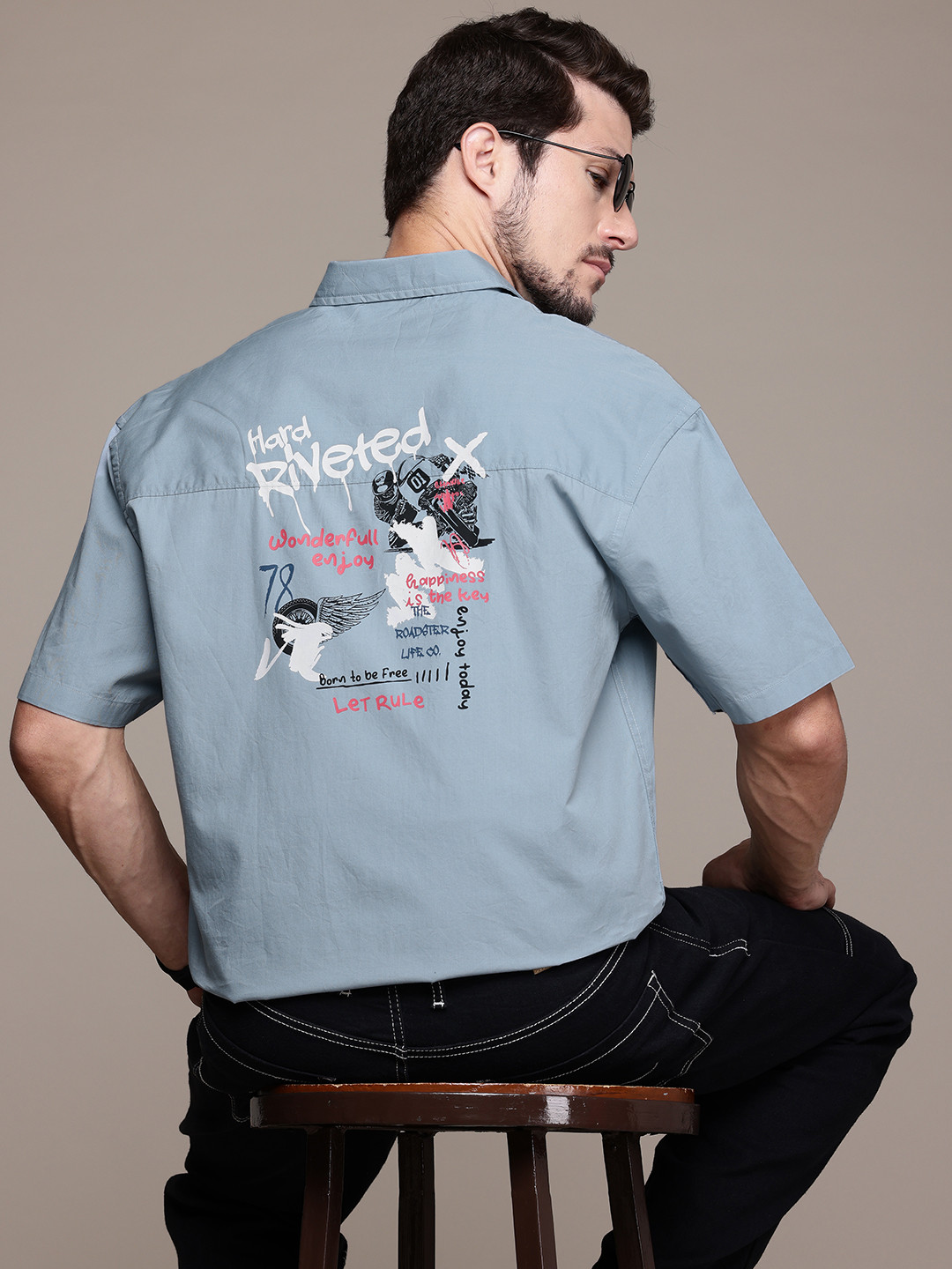 

The Roadster Lifestyle Co. Pure Cotton Relaxed Casual Shirt, Blue