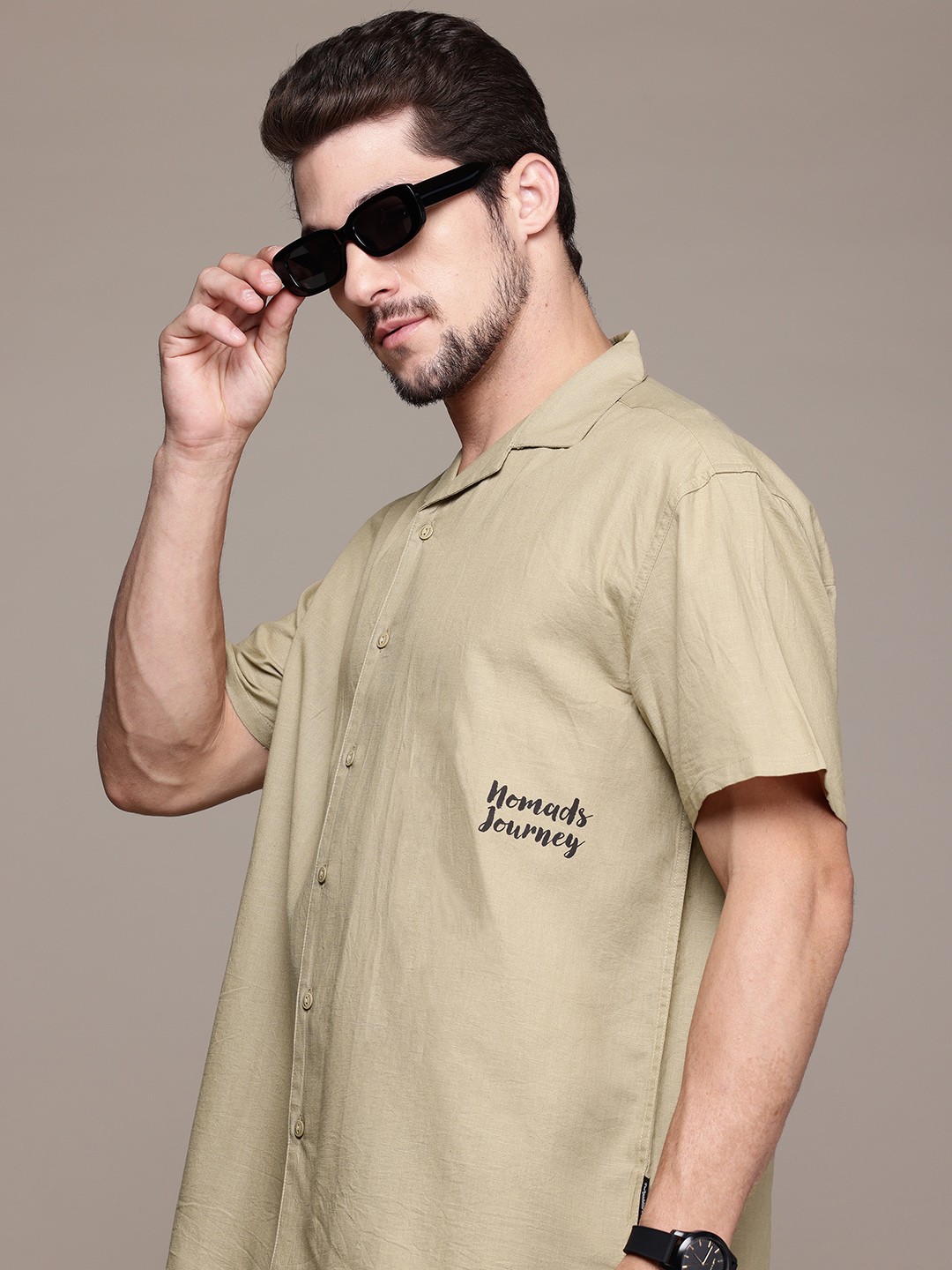 

The Roadster Lifestyle Co. Pure Cotton Relaxed Casual Shirt, Beige